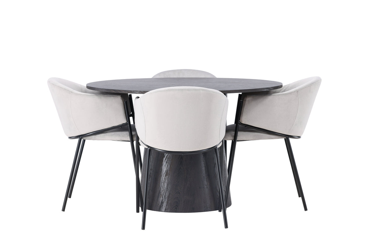 Lanzo Matbord med Evelina Stolarna – Bord: ⌀120 Stol: 62x80x54