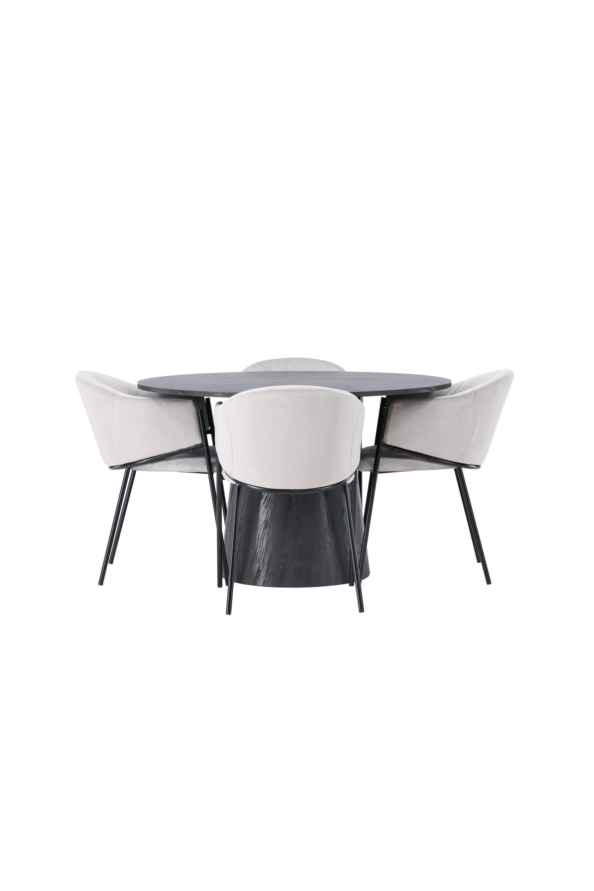 Lanzo Matbord med Evelina Stolarna – Bord: ⌀120 Stol: 62x80x54