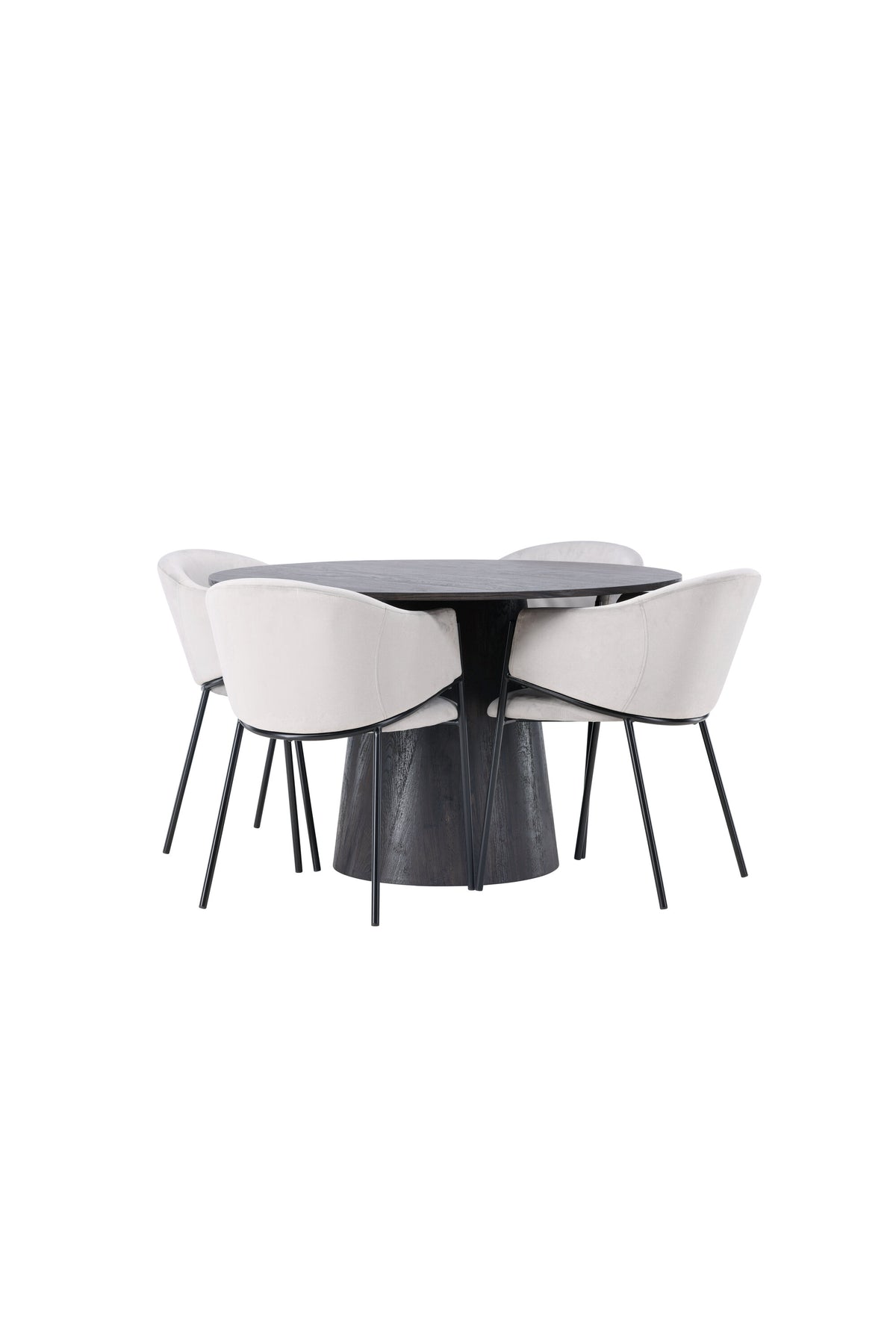Lanzo Matbord med Evelina Stolarna – Bord: ⌀120 Stol: 62x80x54