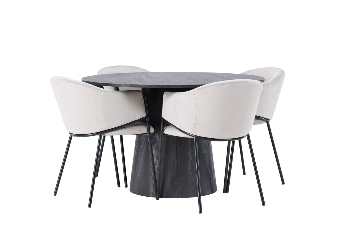 Lanzo Matbord med Evelina Stolarna – Bord: ⌀120 Stol: 62x80x54