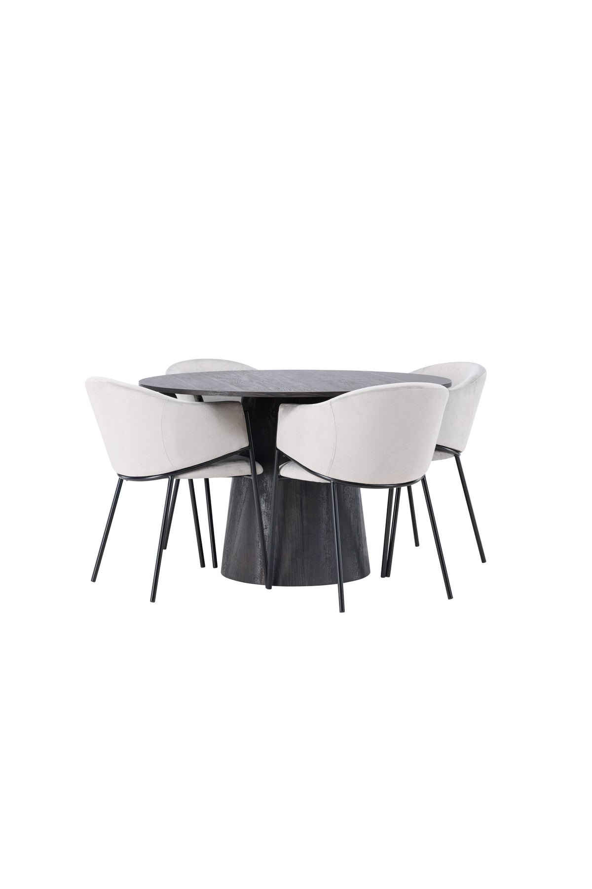 Lanzo Matbord med Evelina Stolarna – Bord: ⌀120 Stol: 62x80x54