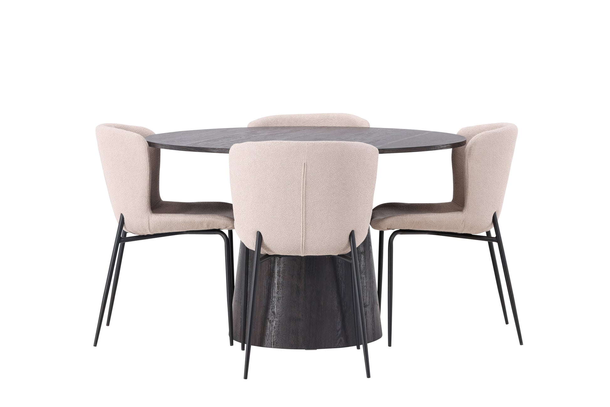 Lanzo Matbord med Modesto Stolarna – Bord: ⌀120 Stol: 54x79,5x48