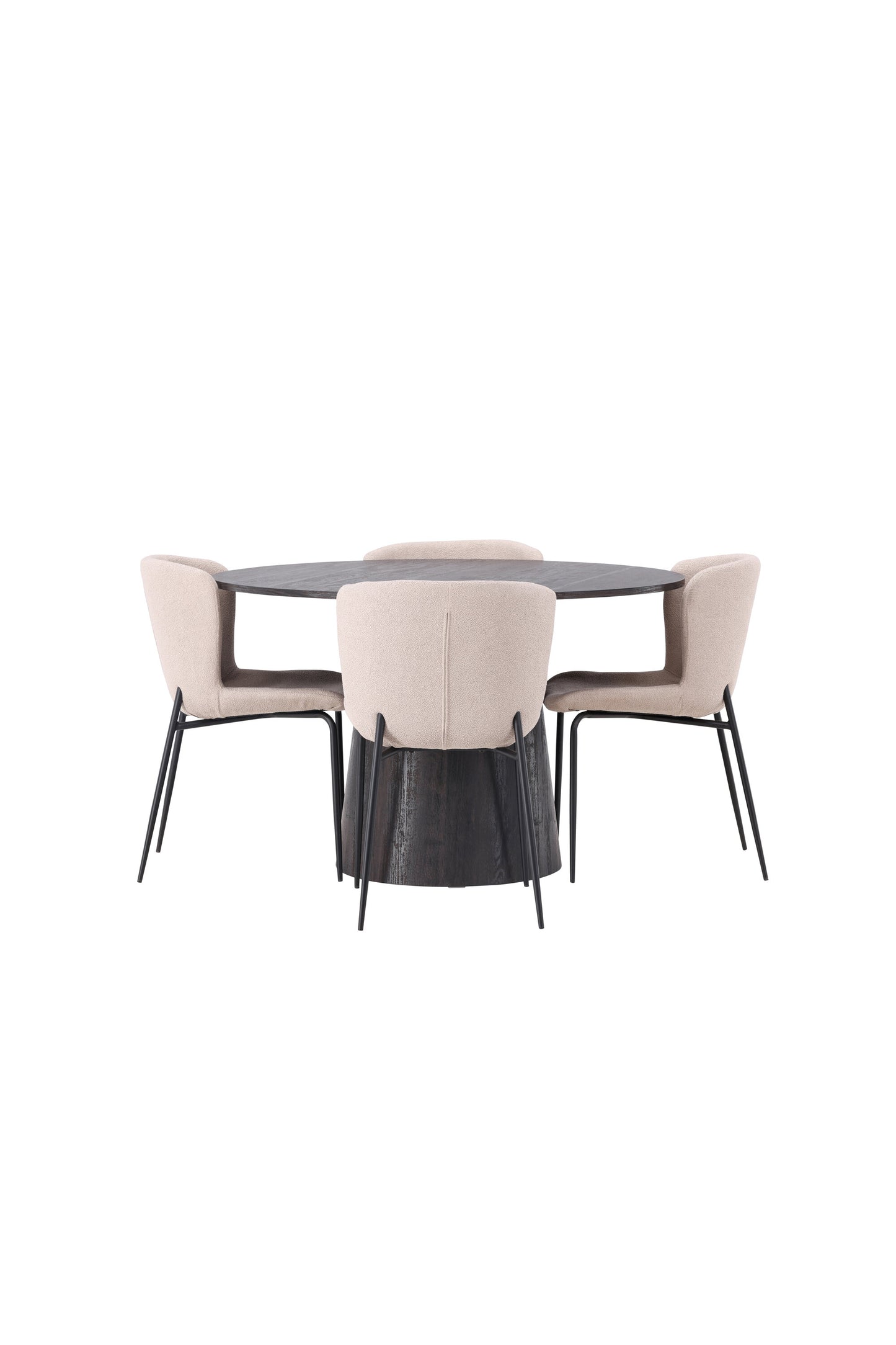 Lanzo Matbord med Modesto Stolarna – Bord: ⌀120 Stol: 54x79,5x48