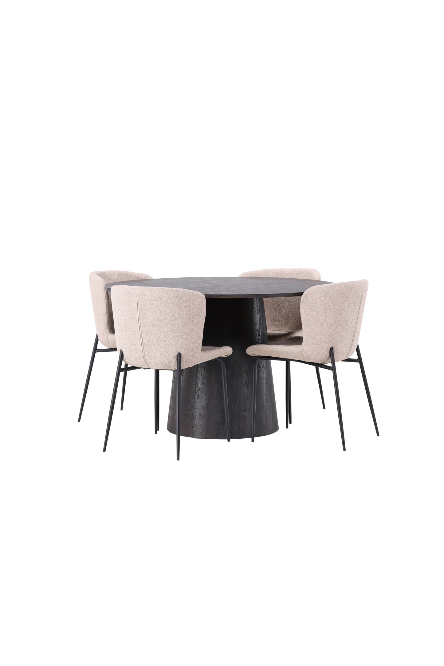 Lanzo Matbord med Modesto Stolarna – Bord: ⌀120 Stol: 54x79,5x48