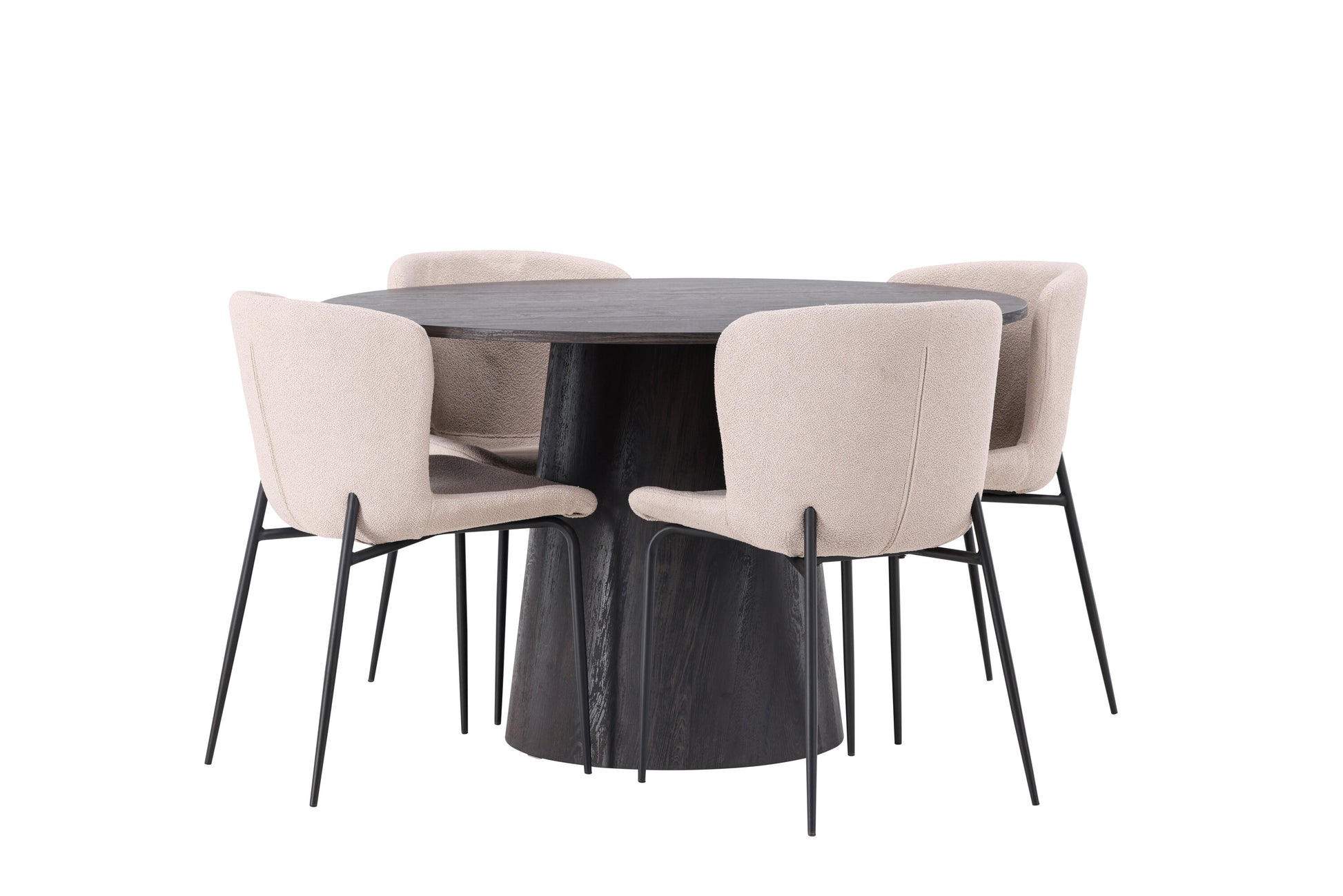 Lanzo Matbord med Modesto Stolarna – Bord: ⌀120 Stol: 54x79,5x48