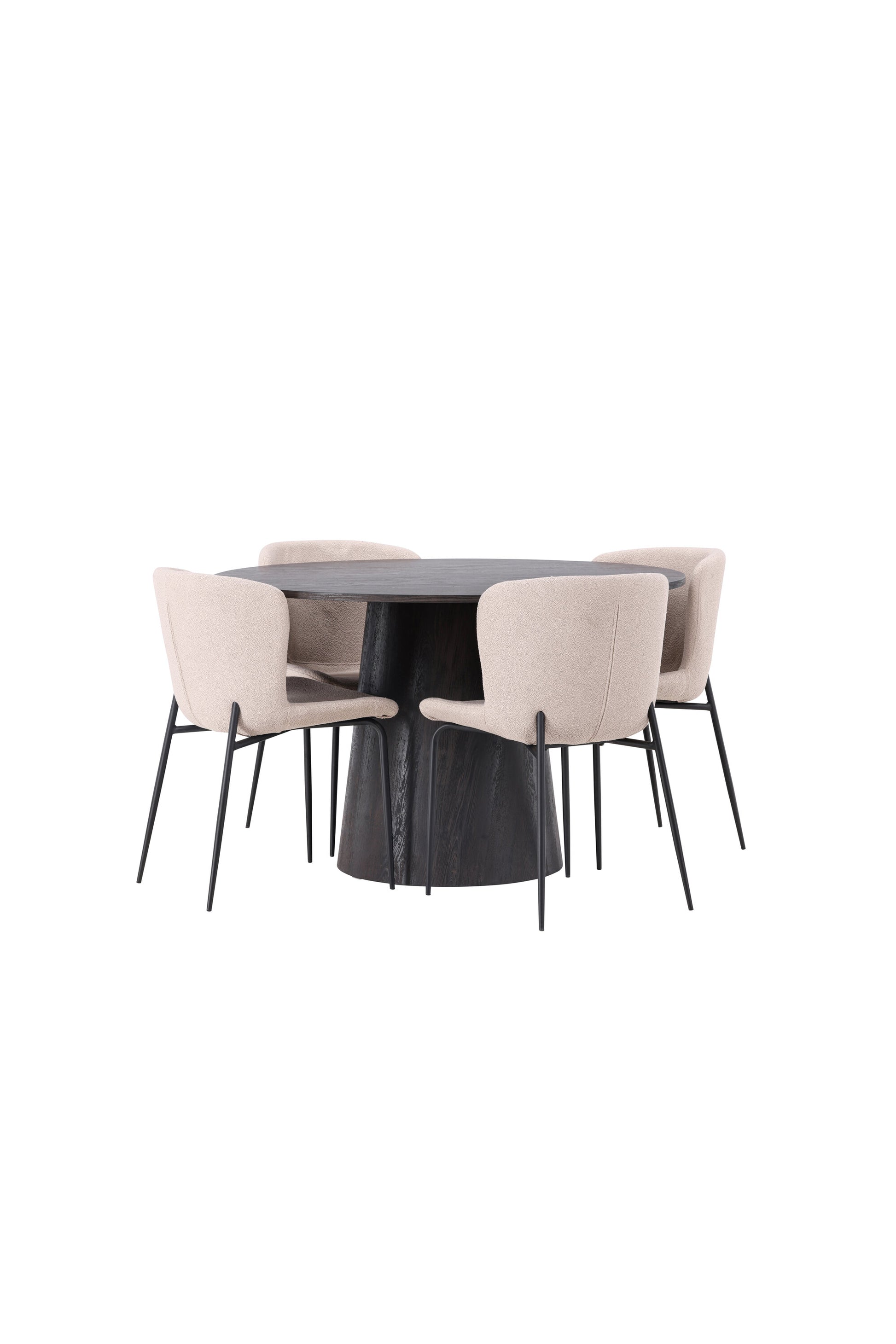 Lanzo Matbord med Modesto Stolarna – Bord: ⌀120 Stol: 54x79,5x48