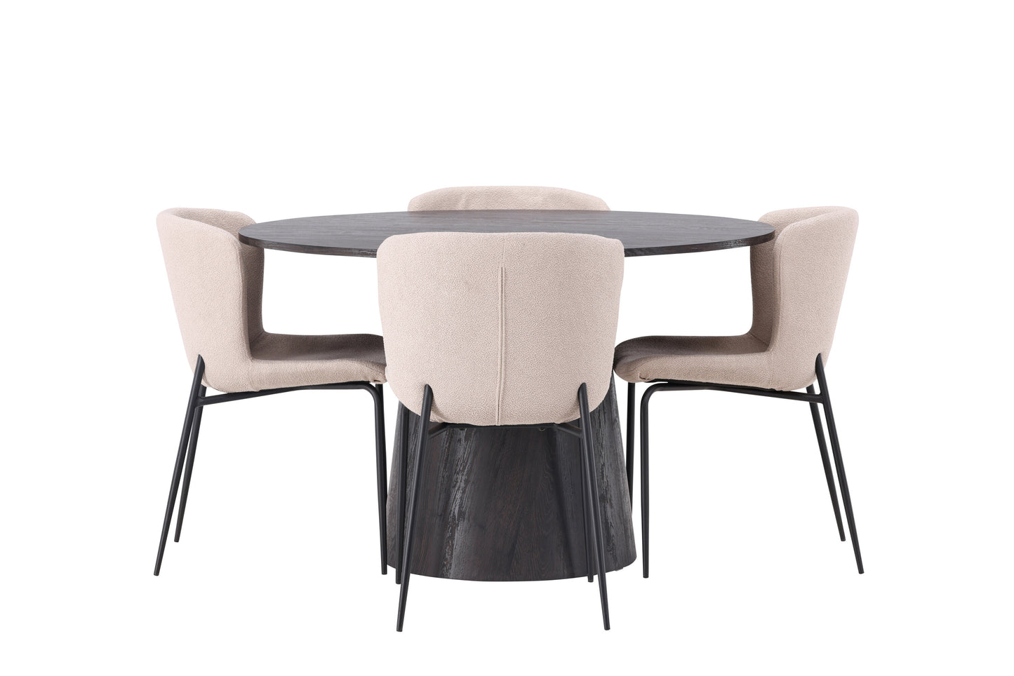 Lanzo Matbord med Modesto Stolarna – Bord: ⌀120 Stol: 54x79,5x48