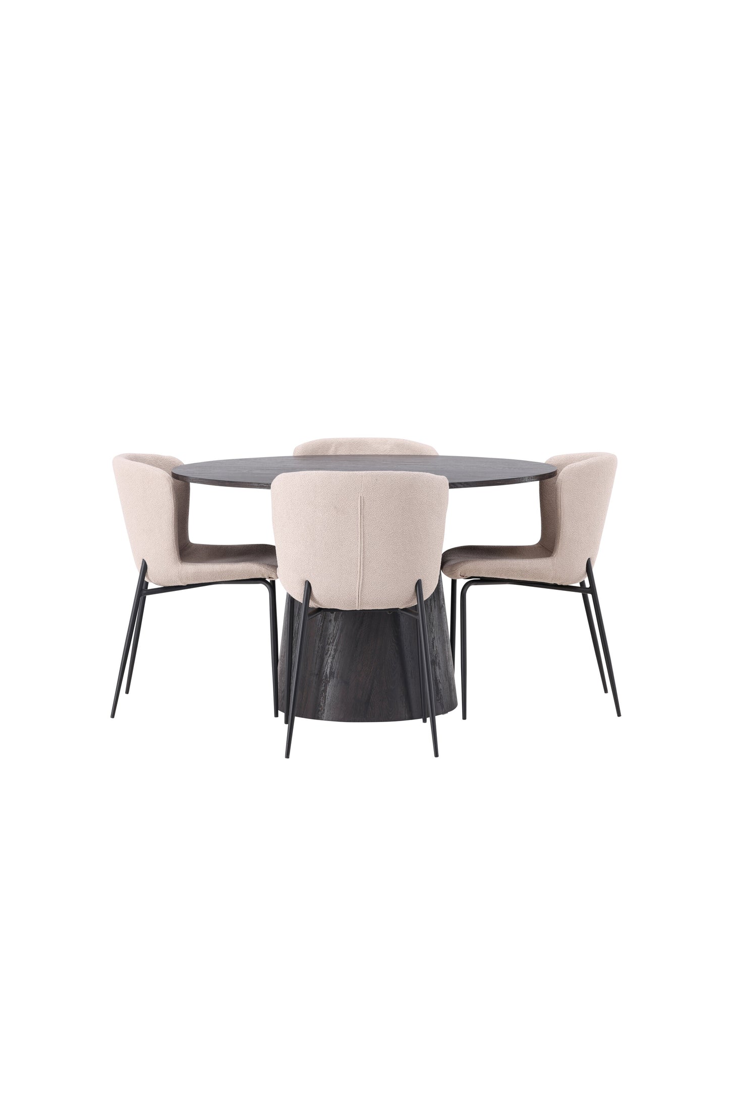 Lanzo Matbord med Modesto Stolarna – Bord: ⌀120 Stol: 54x79,5x48