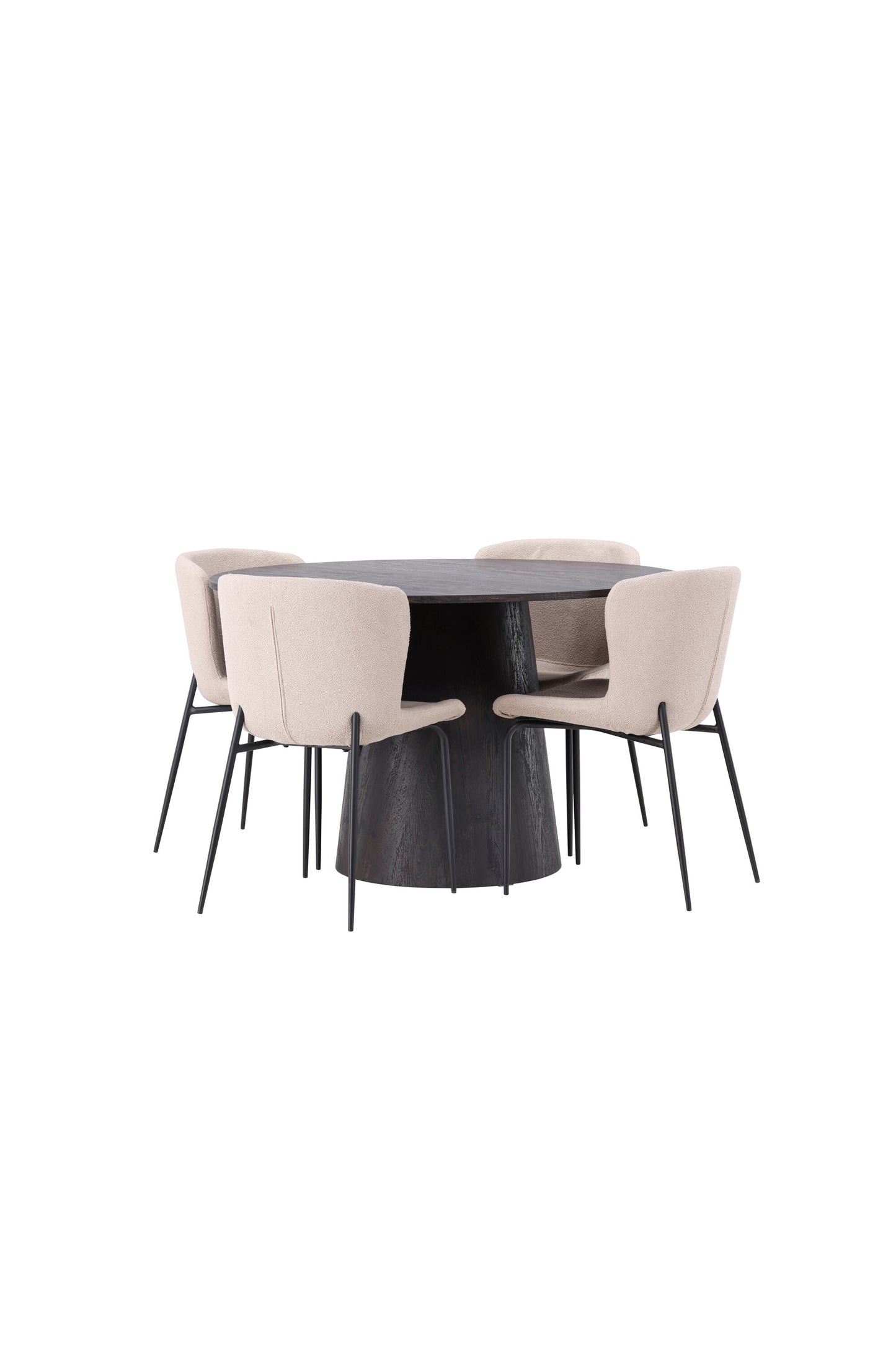 Lanzo Matbord med Modesto Stolarna – Bord: ⌀120 Stol: 54x79,5x48