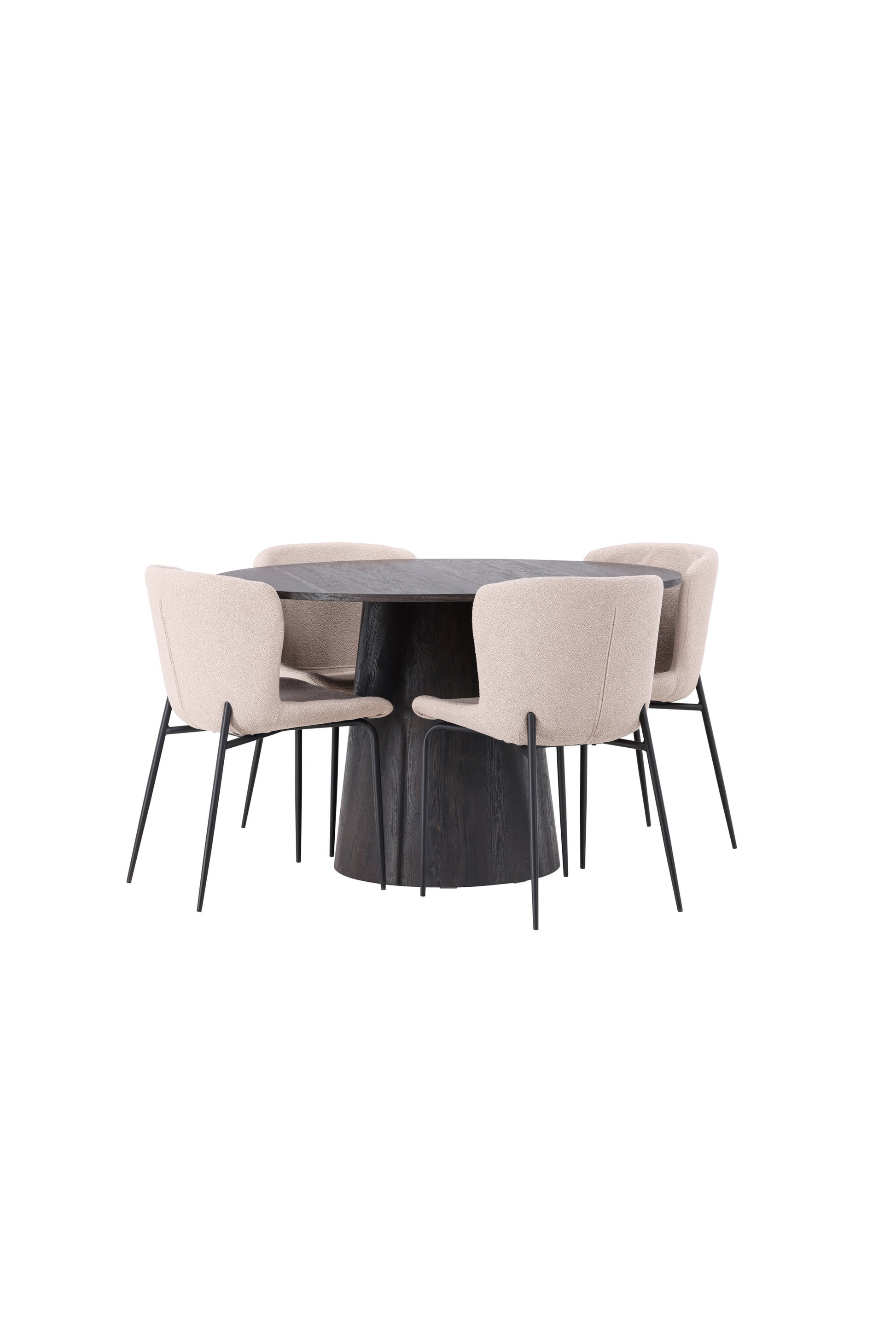 Lanzo Matbord med Modesto Stolarna – Bord: ⌀120 Stol: 54x79,5x48