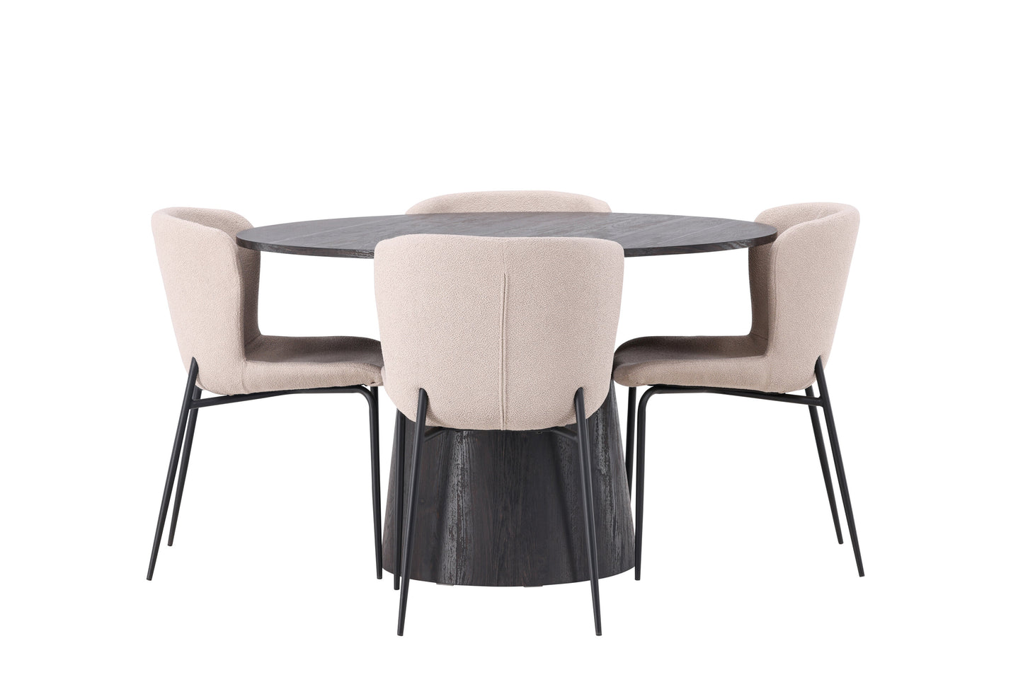 Lanzo Matbord med Modesto Stolarna – Bord: ⌀120 Stol: 54x79,5x48