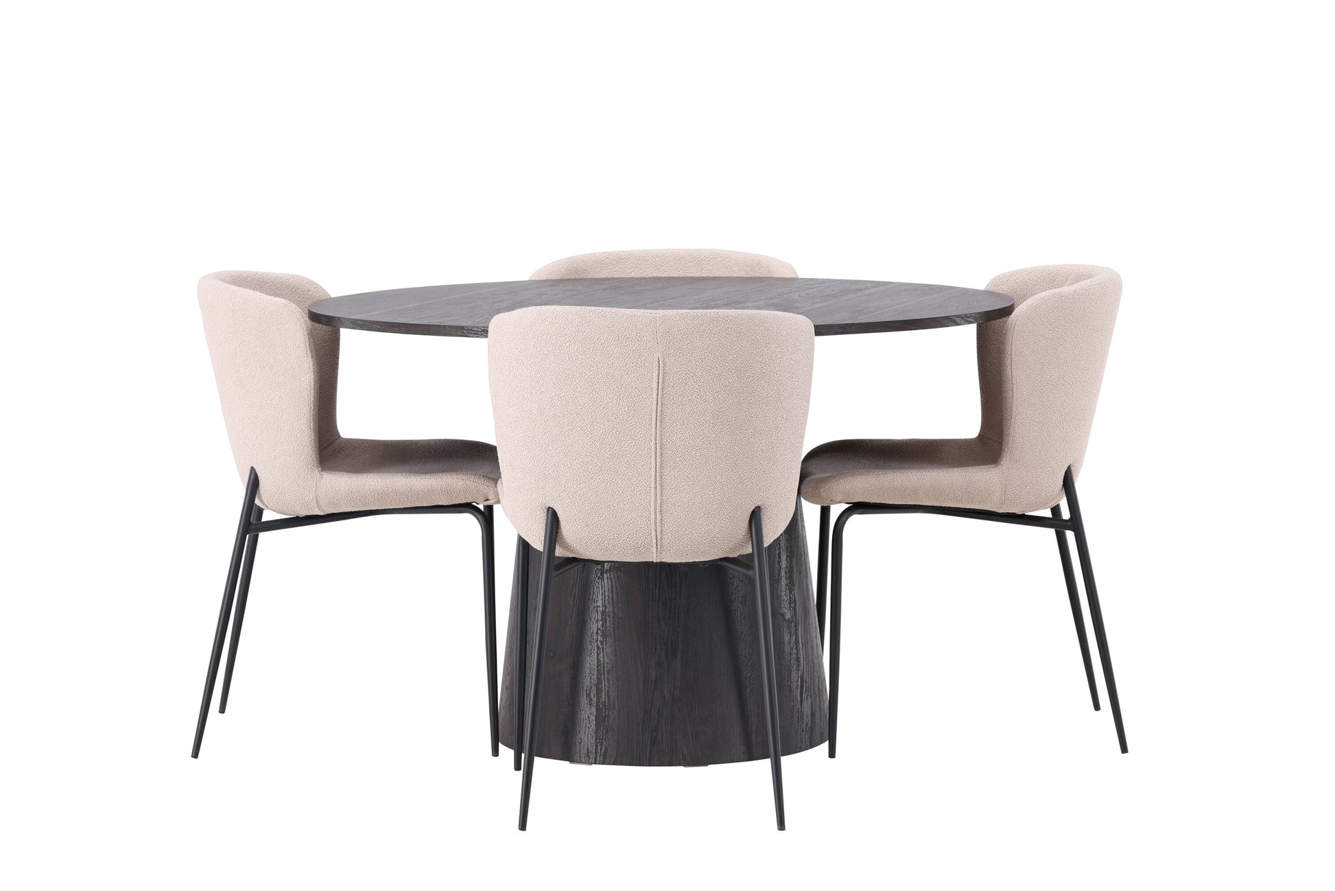 Lanzo Matbord med Modesto Stolarna – Bord: ⌀120 Stol: 54x79,5x48