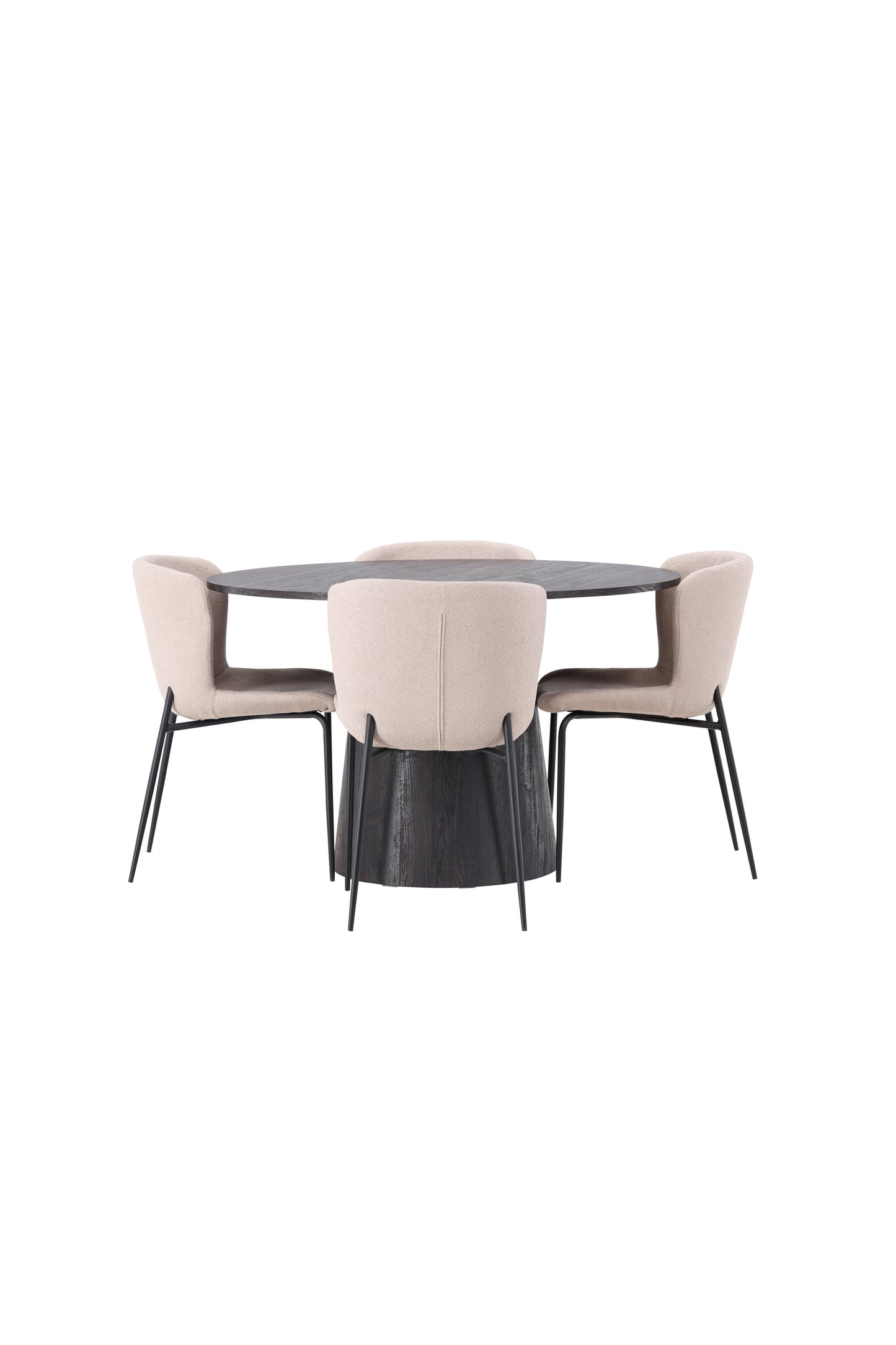 Lanzo Matbord med Modesto Stolarna – Bord: ⌀120 Stol: 54x79,5x48