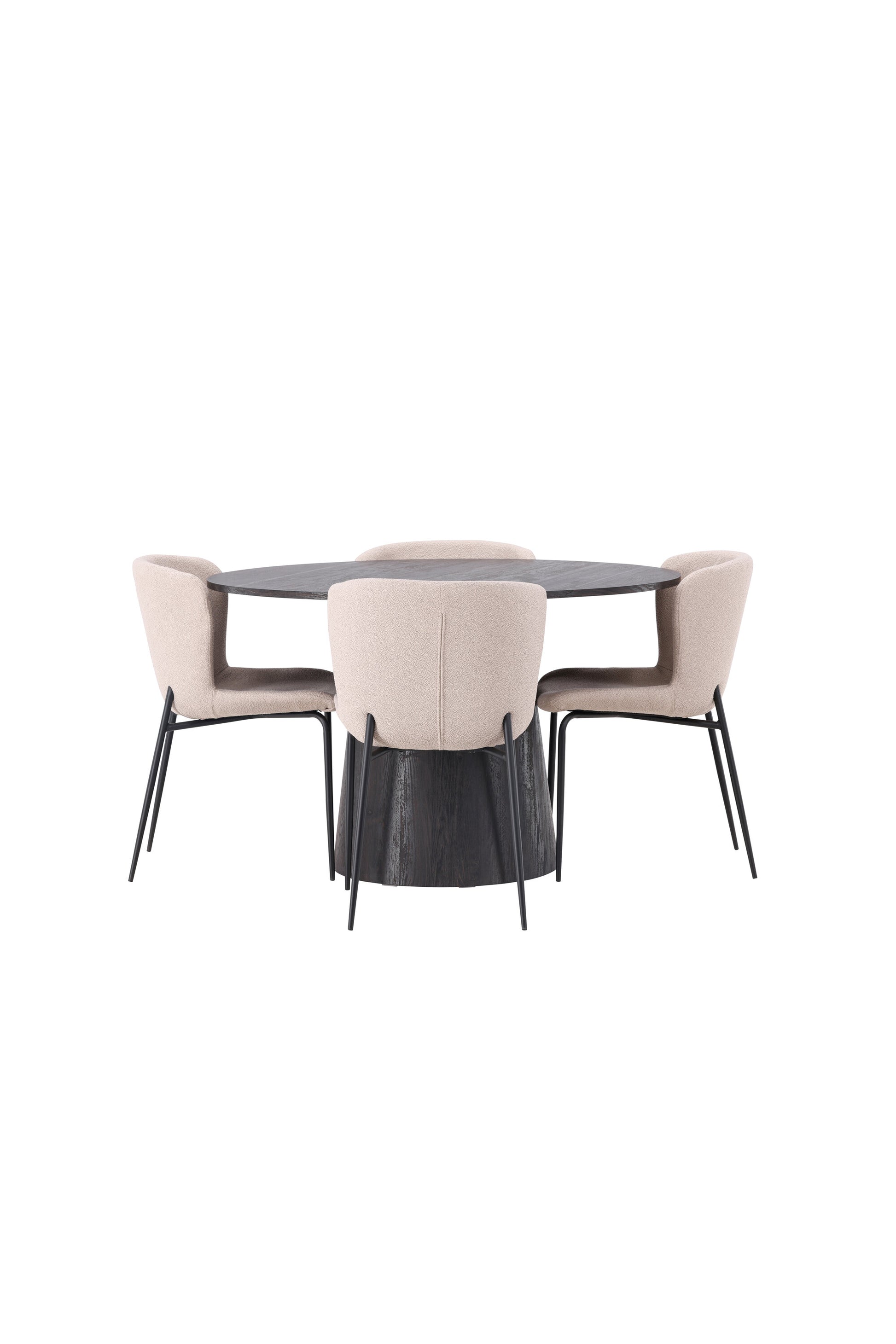 Lanzo Matbord med Modesto Stolarna – Bord: ⌀120 Stol: 54x79,5x48