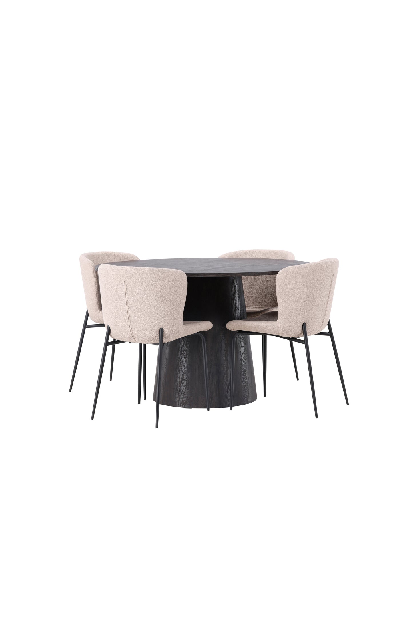 Lanzo Matbord med Modesto Stolarna – Bord: ⌀120 Stol: 54x79,5x48