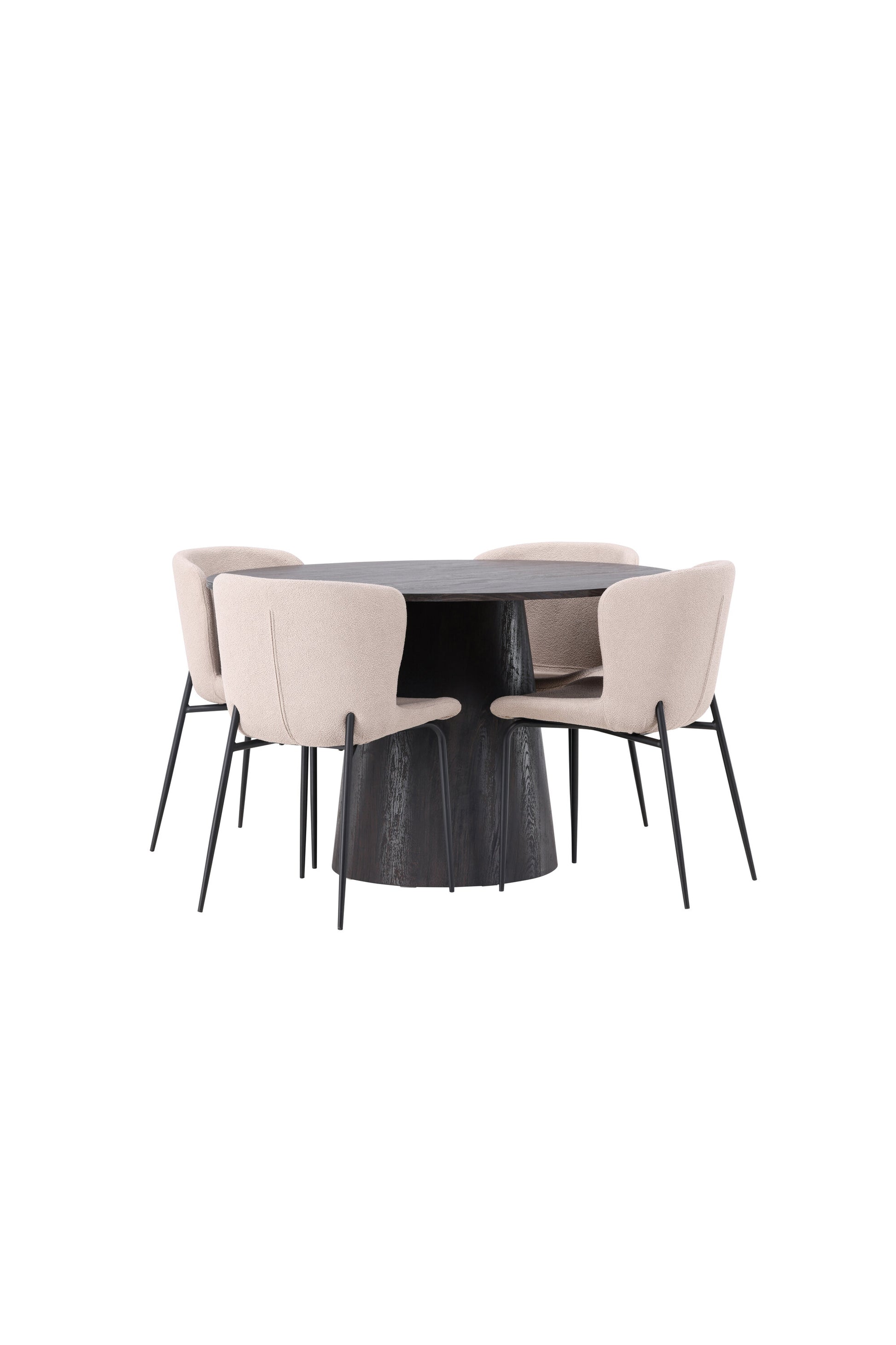 Lanzo Matbord med Modesto Stolarna – Bord: ⌀120 Stol: 54x79,5x48