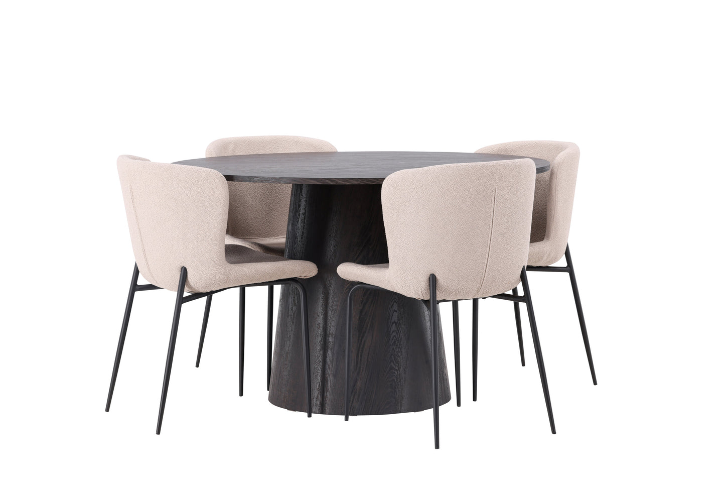 Lanzo Matbord med Modesto Stolarna – Bord: ⌀120 Stol: 54x79,5x48