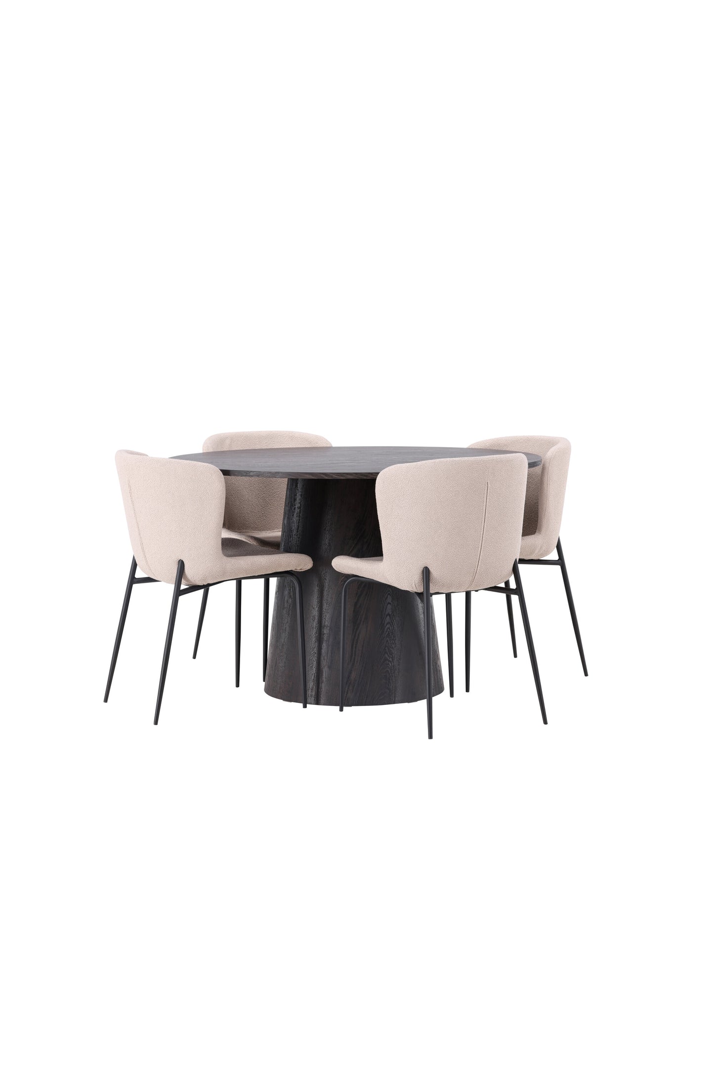 Lanzo Matbord med Modesto Stolarna – Bord: ⌀120 Stol: 54x79,5x48