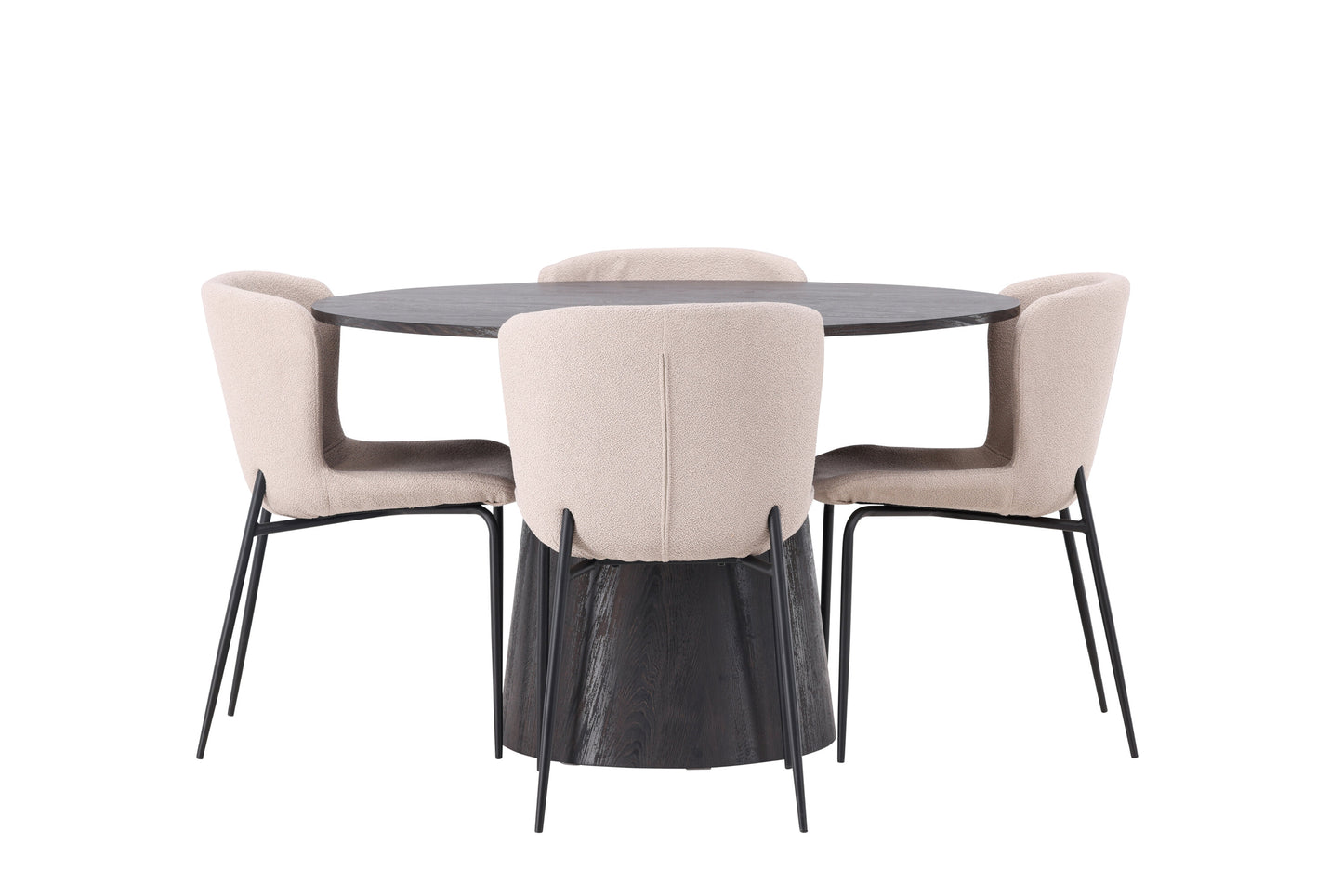 Lanzo Matbord med Modesto Stolarna – Bord: ⌀120 Stol: 54x79,5x48