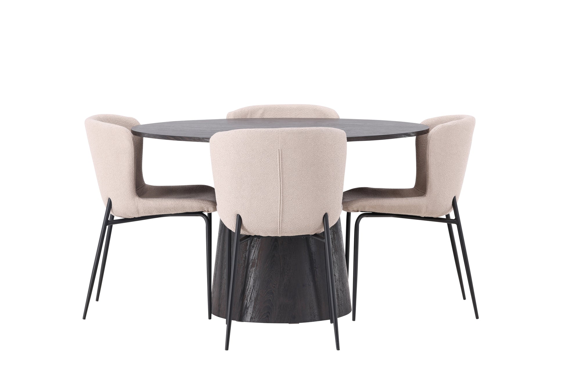 Lanzo Matbord med Modesto Stolarna – Bord: ⌀120 Stol: 54x79,5x48