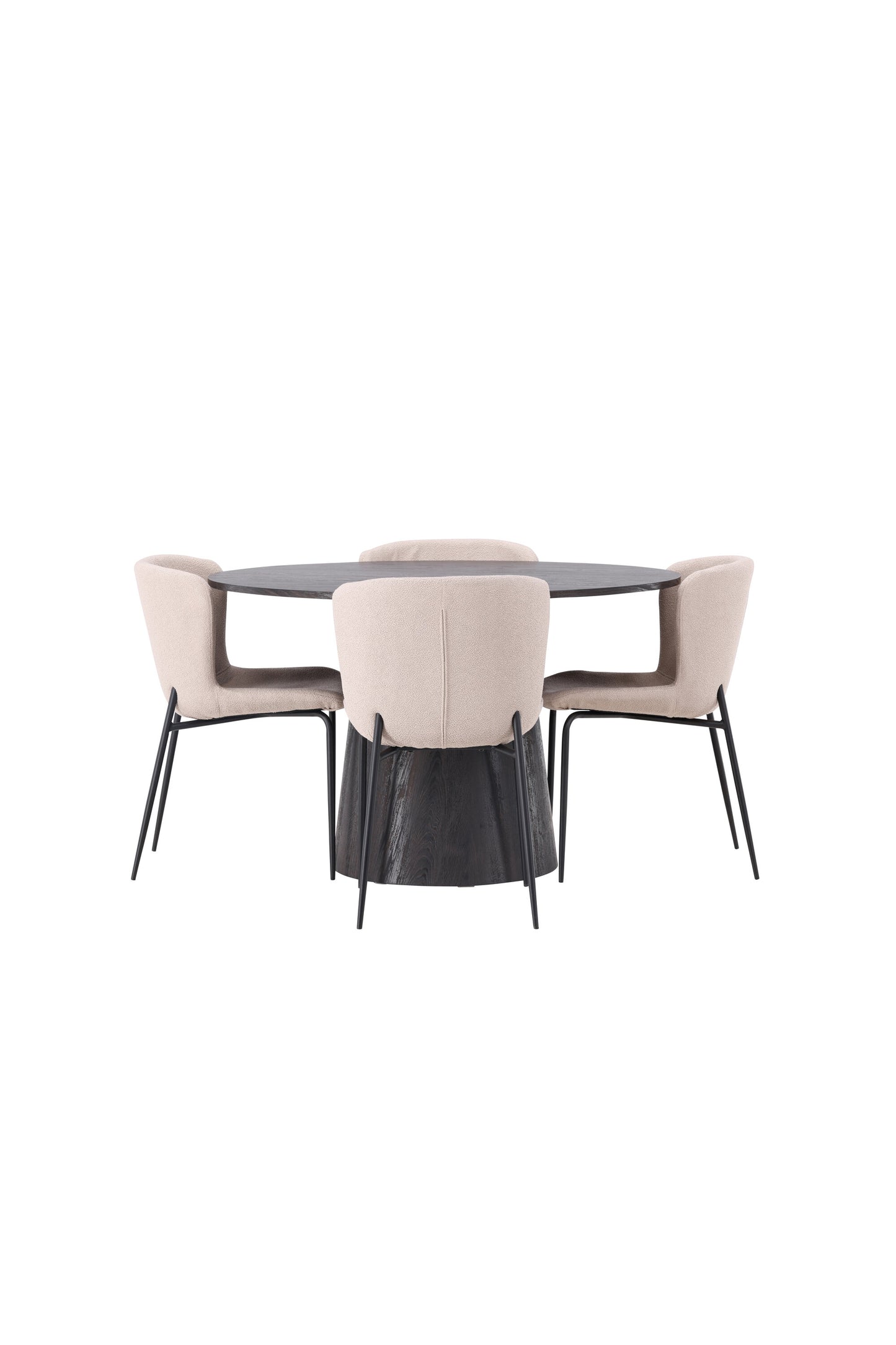 Lanzo Matbord med Modesto Stolarna – Bord: ⌀120 Stol: 54x79,5x48