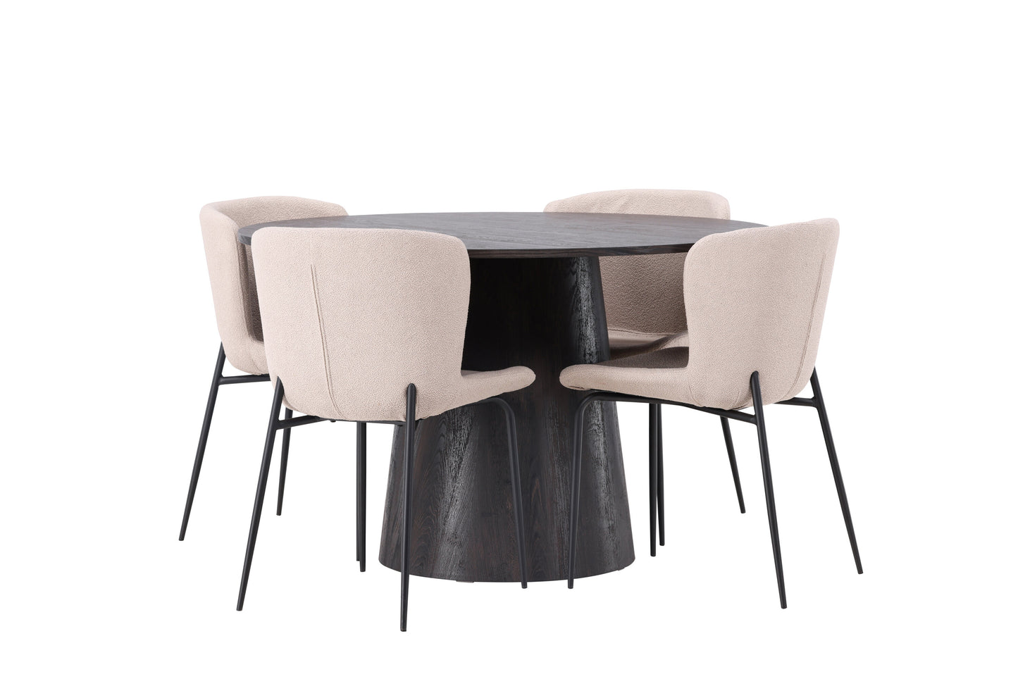 Lanzo Matbord med Modesto Stolarna – Bord: ⌀120 Stol: 54x79,5x48