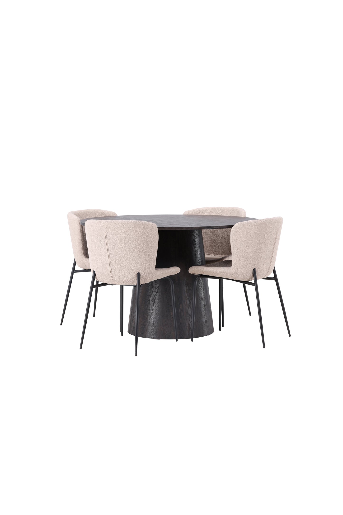Lanzo Matbord med Modesto Stolarna – Bord: ⌀120 Stol: 54x79,5x48