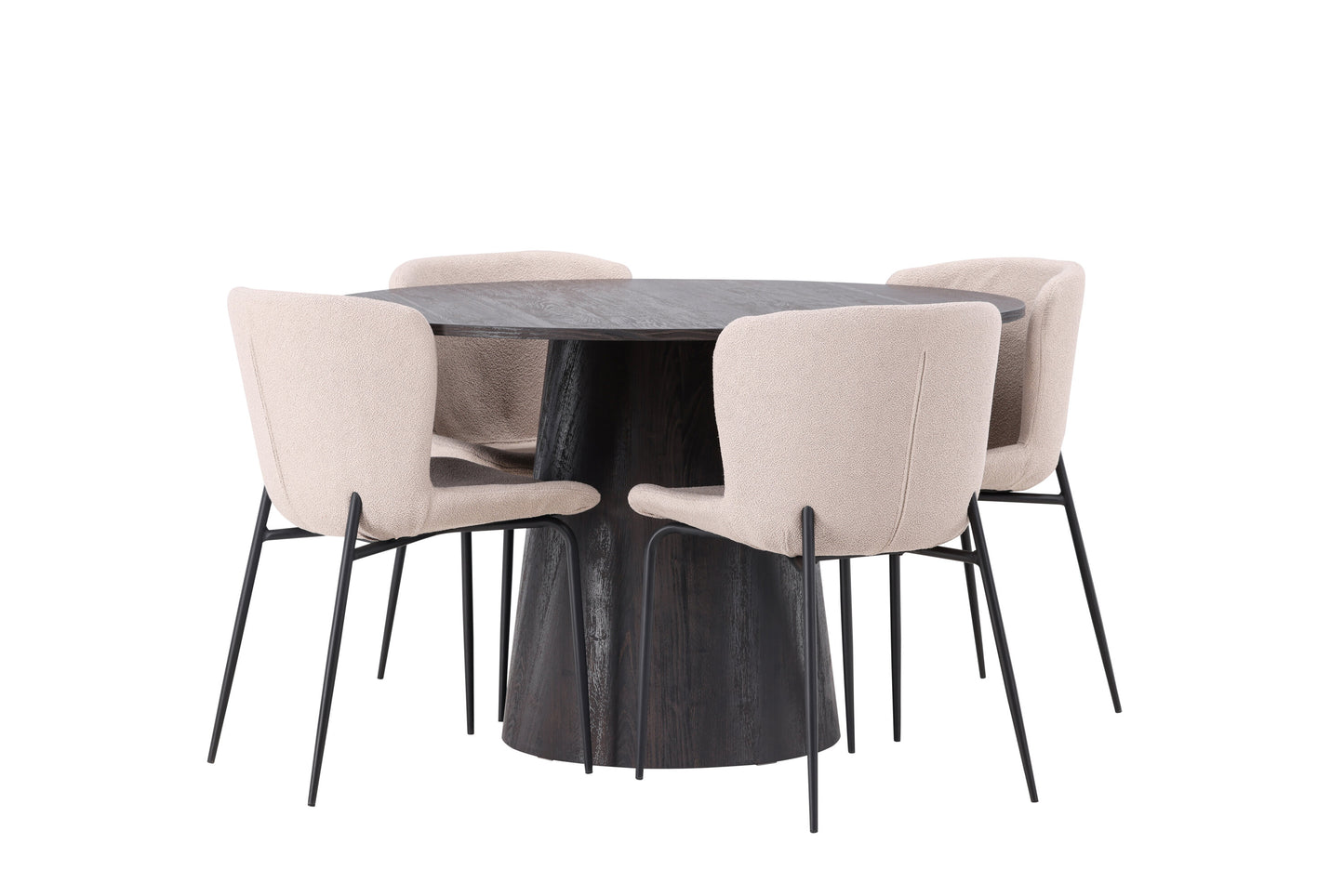 Lanzo Matbord med Modesto Stolarna – Bord: ⌀120 Stol: 54x79,5x48