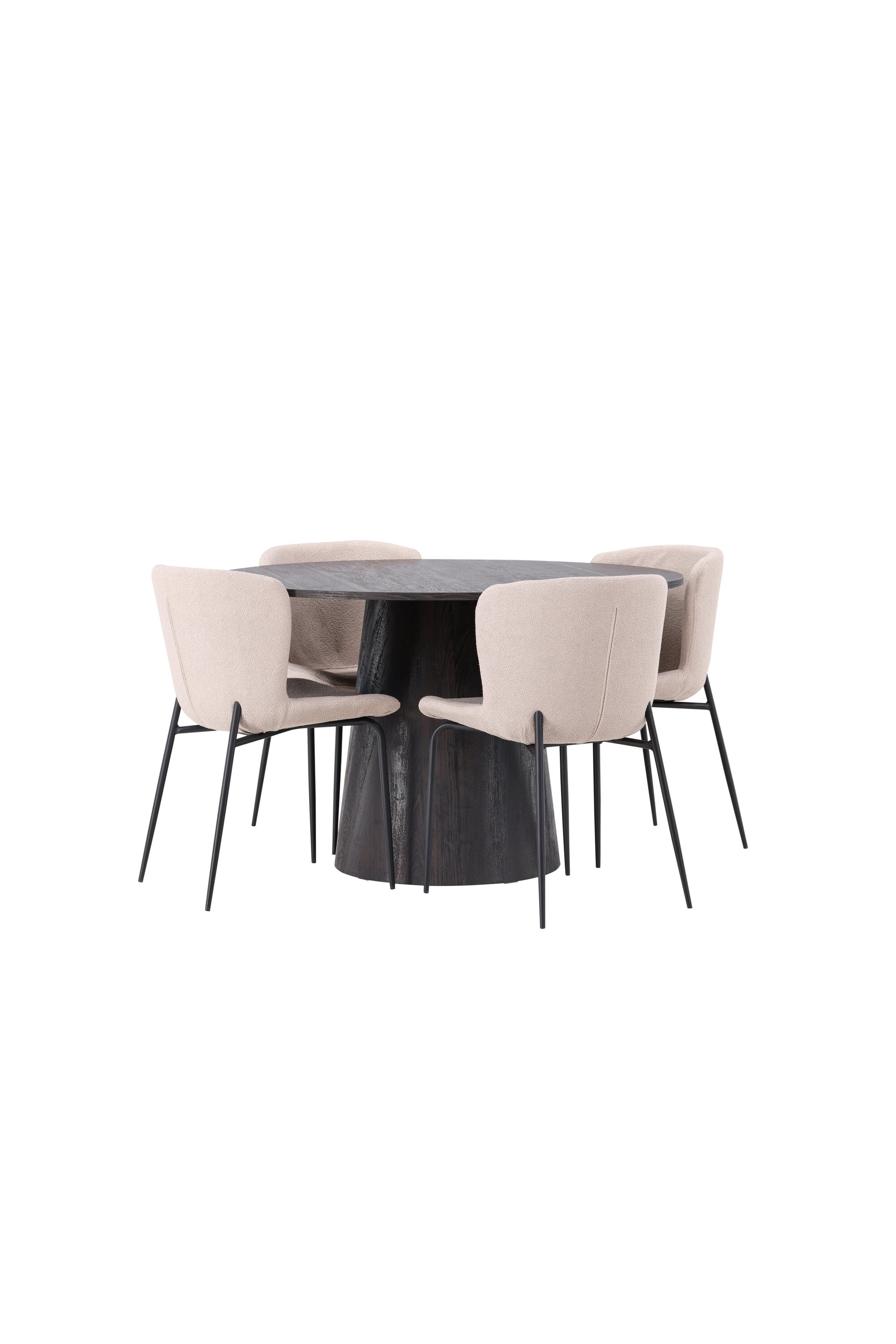 Lanzo Matbord med Modesto Stolarna – Bord: ⌀120 Stol: 54x79,5x48