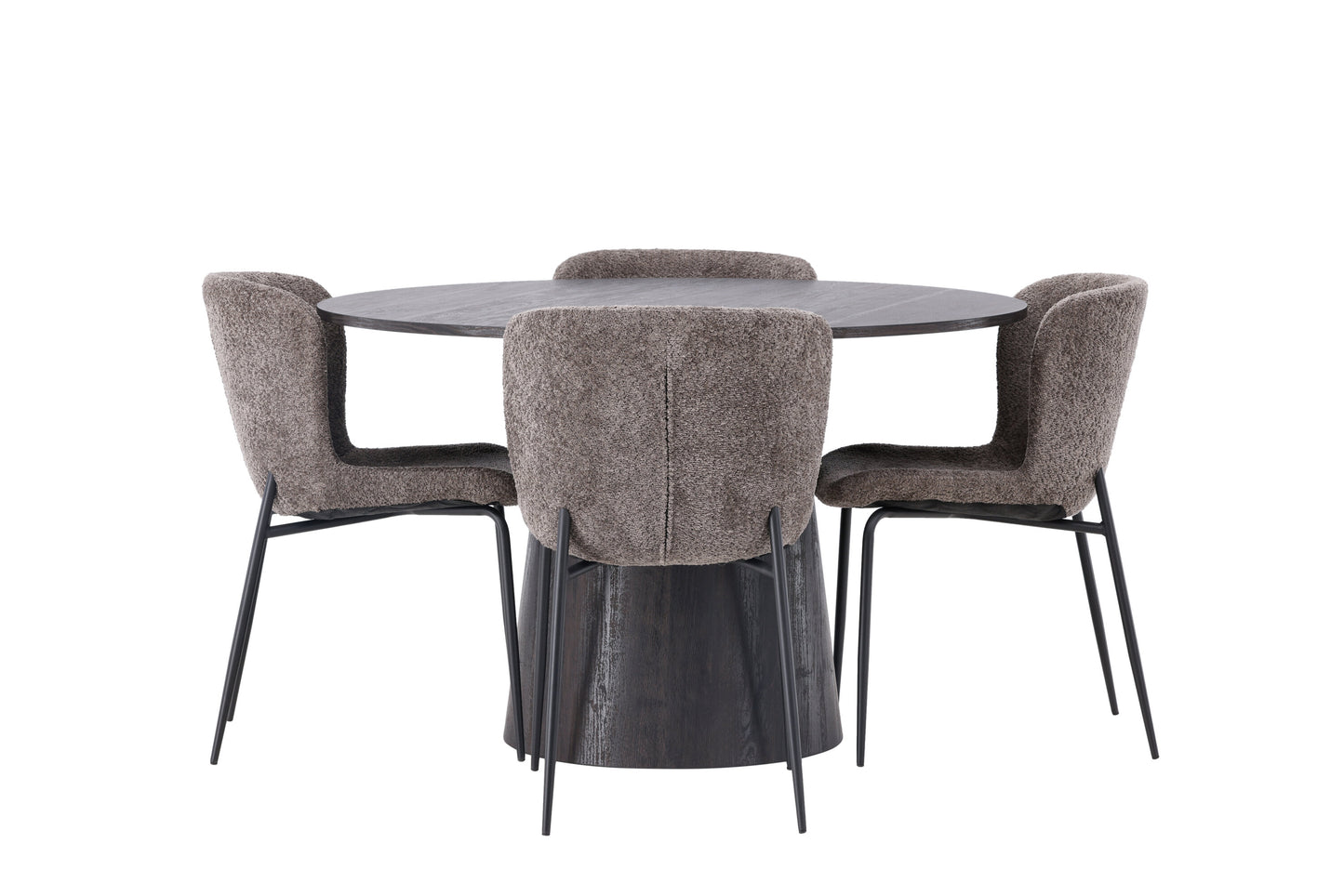 Lanzo Matbord med Modesto Stolarna – Bord: ⌀120 Stol: 54x79,5x48