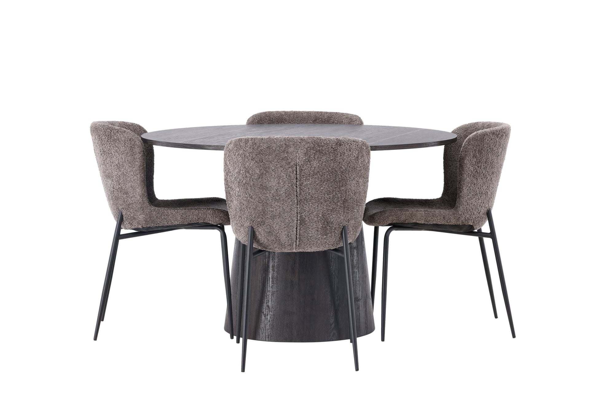 Lanzo Matbord med Modesto Stolarna – Bord: ⌀120 Stol: 54x79,5x48