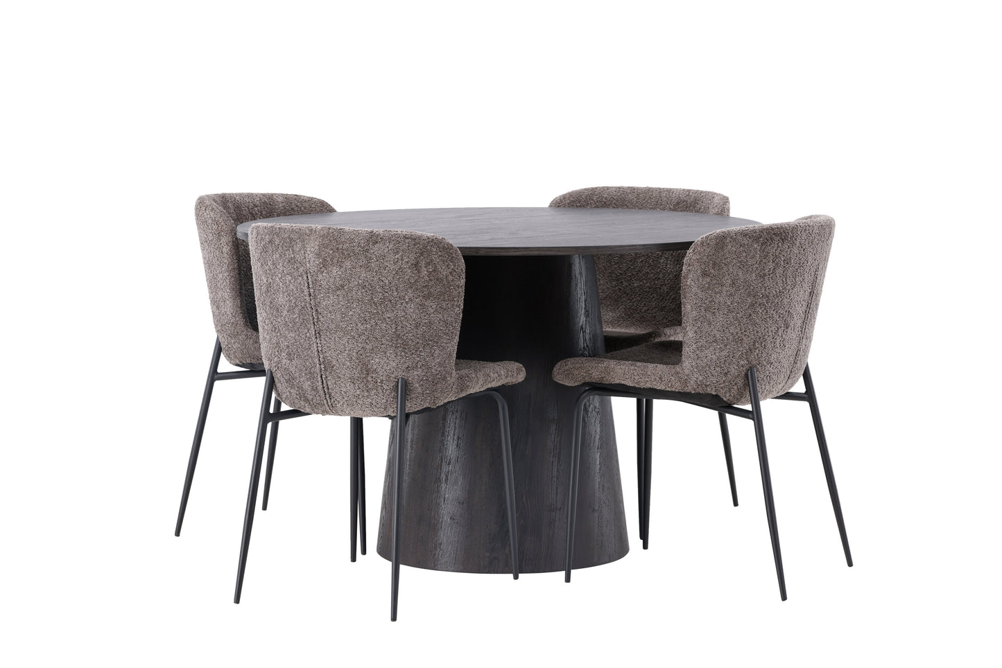 Lanzo Matbord med Modesto Stolarna – Bord: ⌀120 Stol: 54x79,5x48