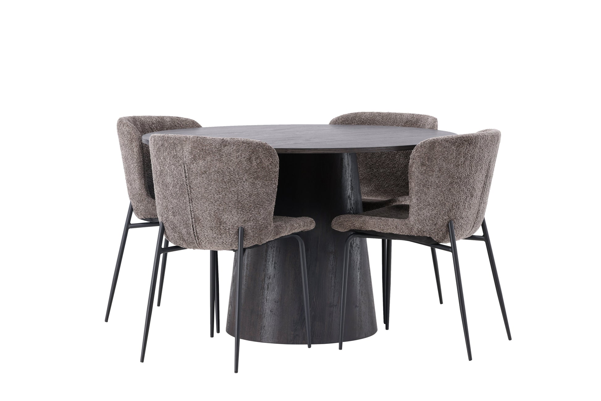 Lanzo Matbord med Modesto Stolarna – Bord: ⌀120 Stol: 54x79,5x48