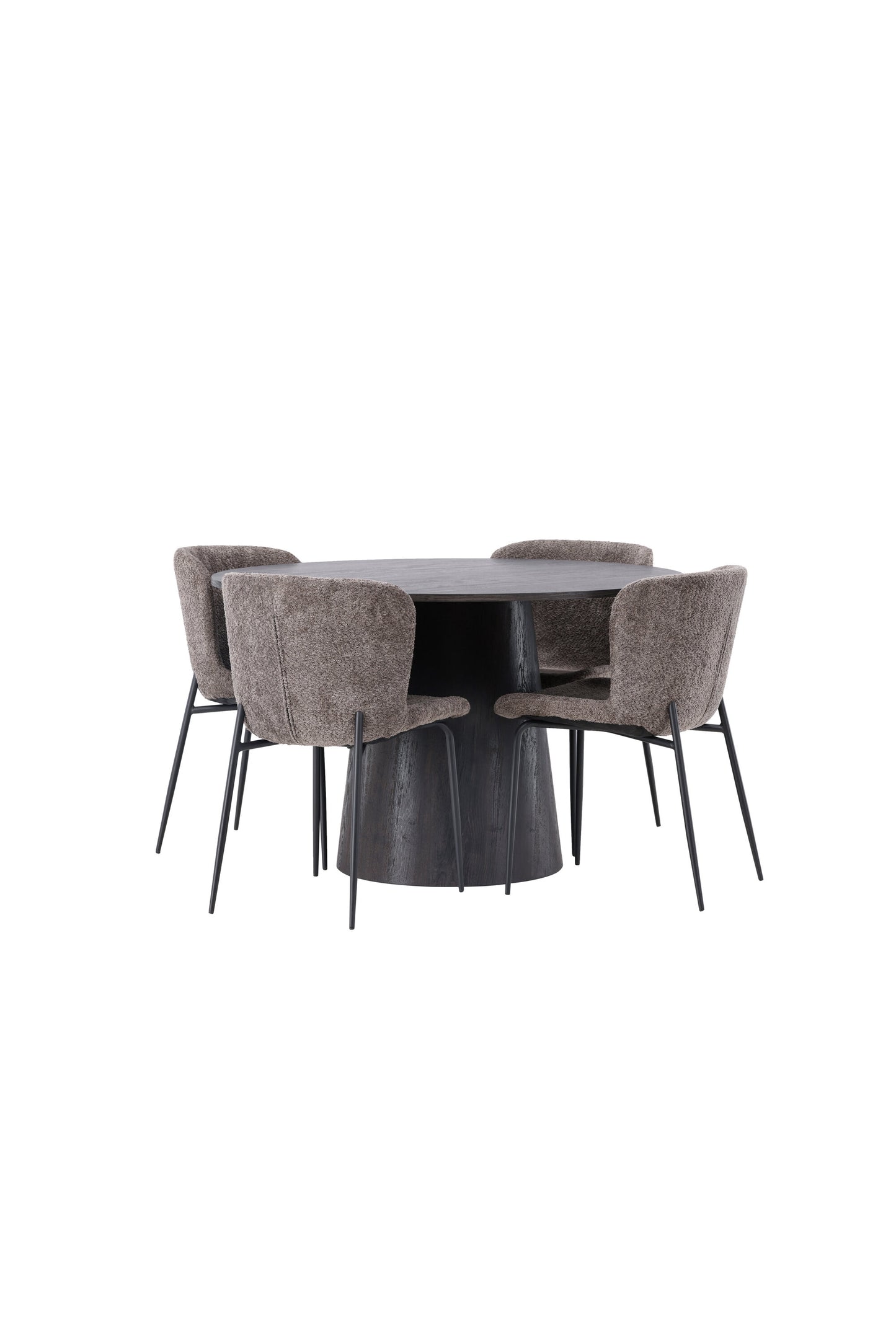 Lanzo Matbord med Modesto Stolarna – Bord: ⌀120 Stol: 54x79,5x48