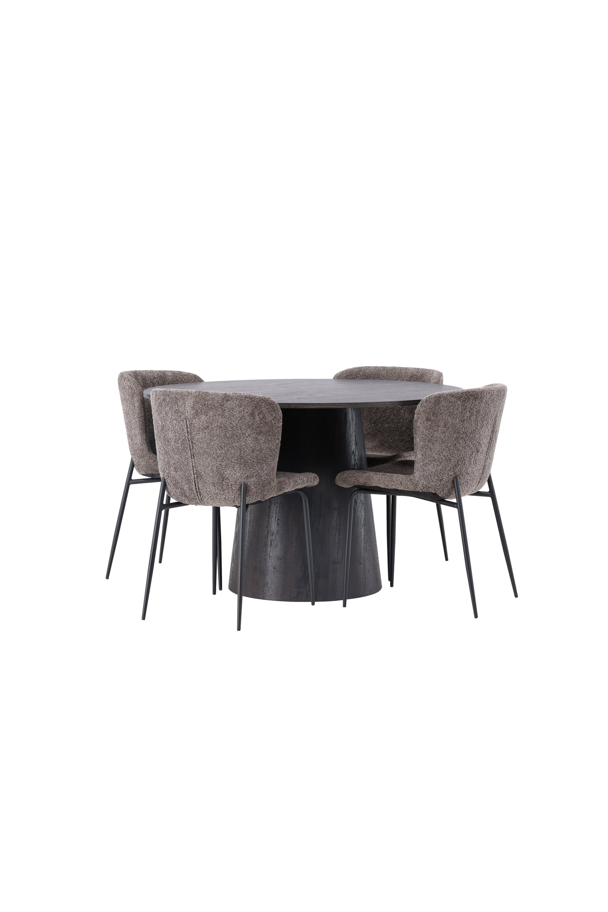 Lanzo Matbord med Modesto Stolarna – Bord: ⌀120 Stol: 54x79,5x48