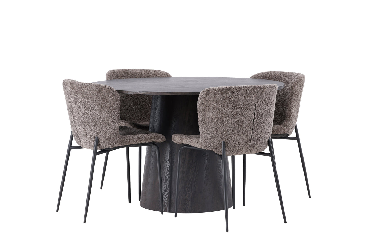 Lanzo Matbord med Modesto Stolarna – Bord: ⌀120 Stol: 54x79,5x48