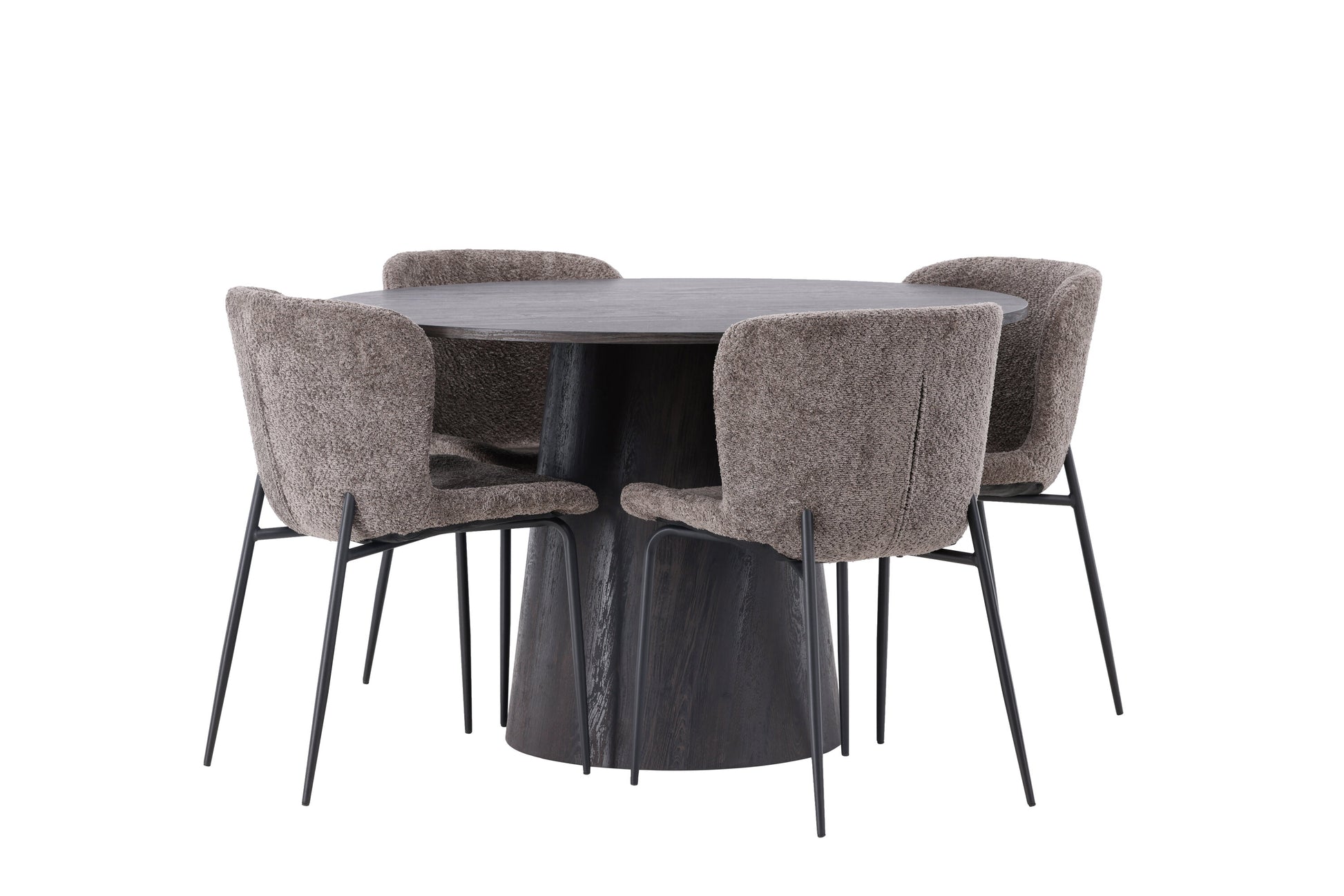 Lanzo Matbord med Modesto Stolarna – Bord: ⌀120 Stol: 54x79,5x48