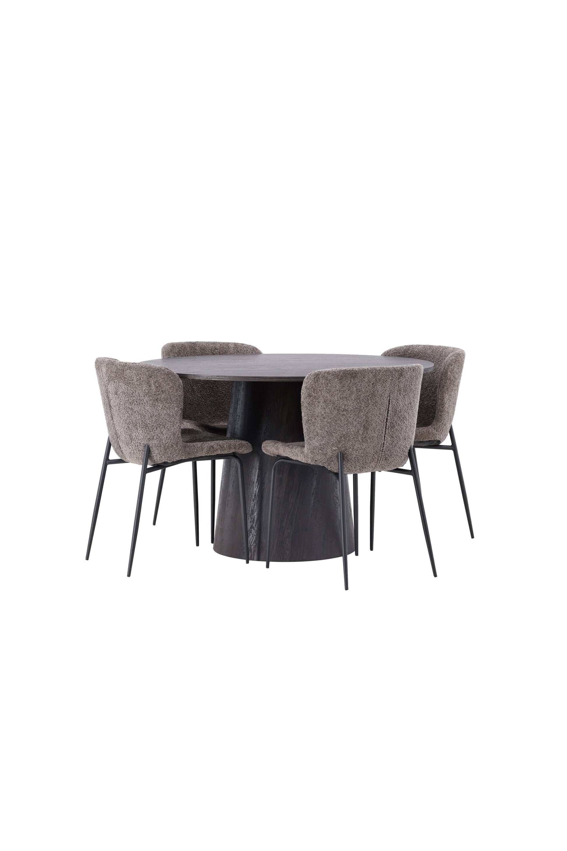 Lanzo Matbord med Modesto Stolarna – Bord: ⌀120 Stol: 54x79,5x48