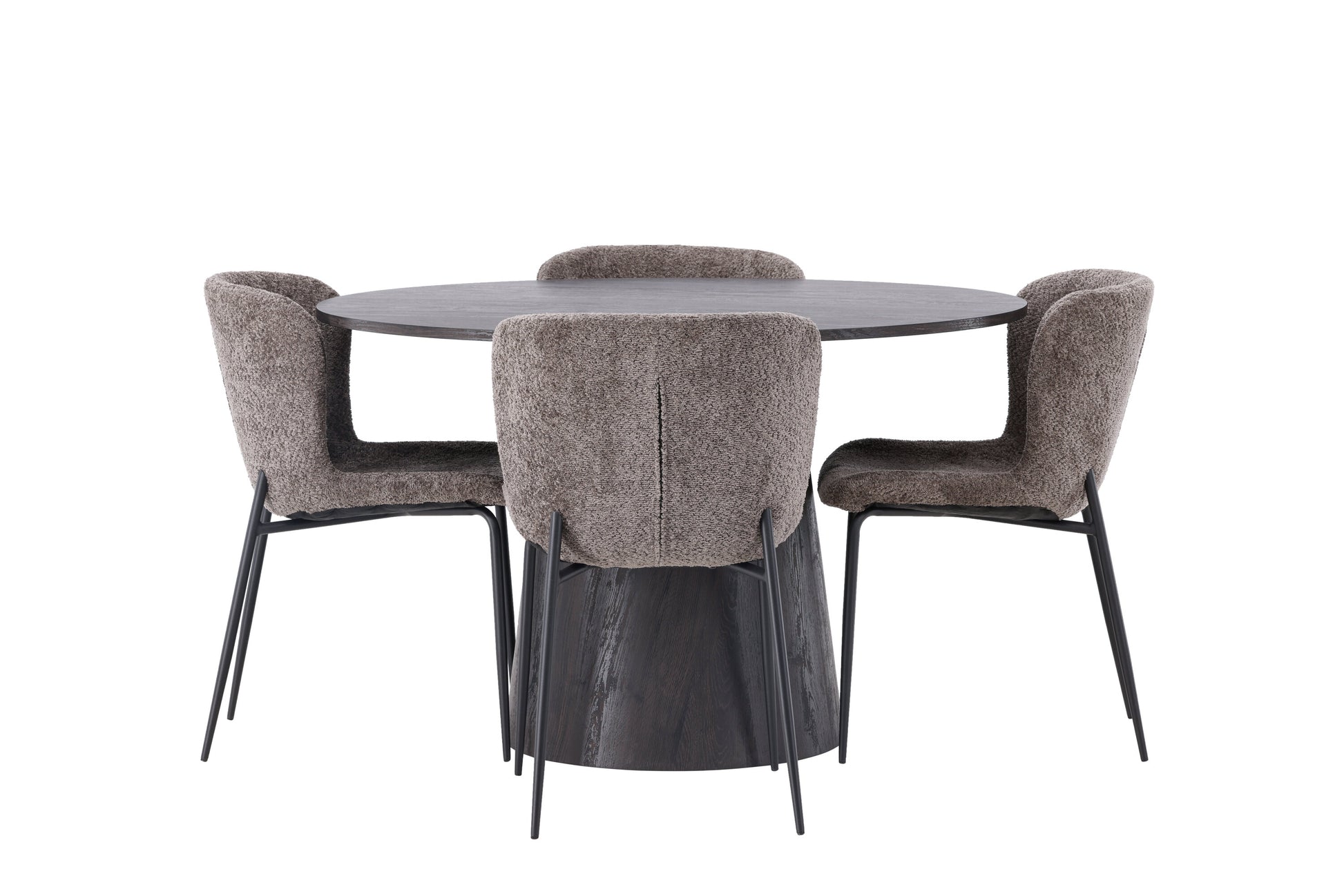 Lanzo Matbord med Modesto Stolarna – Bord: ⌀120 Stol: 54x79,5x48