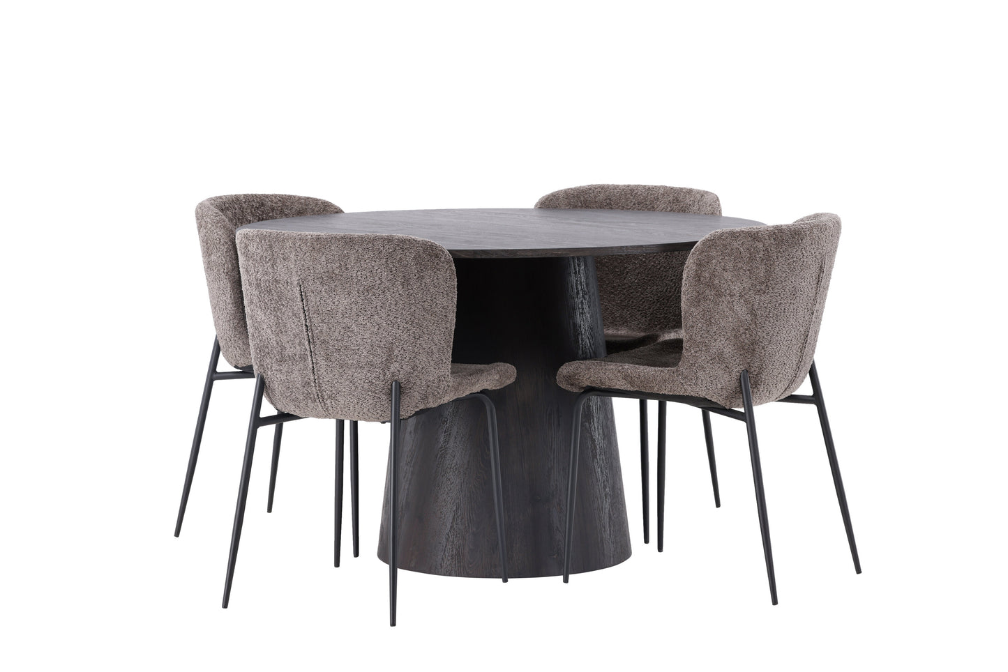 Lanzo Matbord med Modesto Stolarna – Bord: ⌀120 Stol: 54x79,5x48
