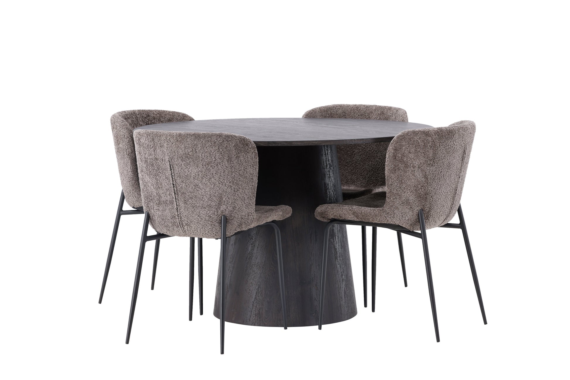 Lanzo Matbord med Modesto Stolarna – Bord: ⌀120 Stol: 54x79,5x48