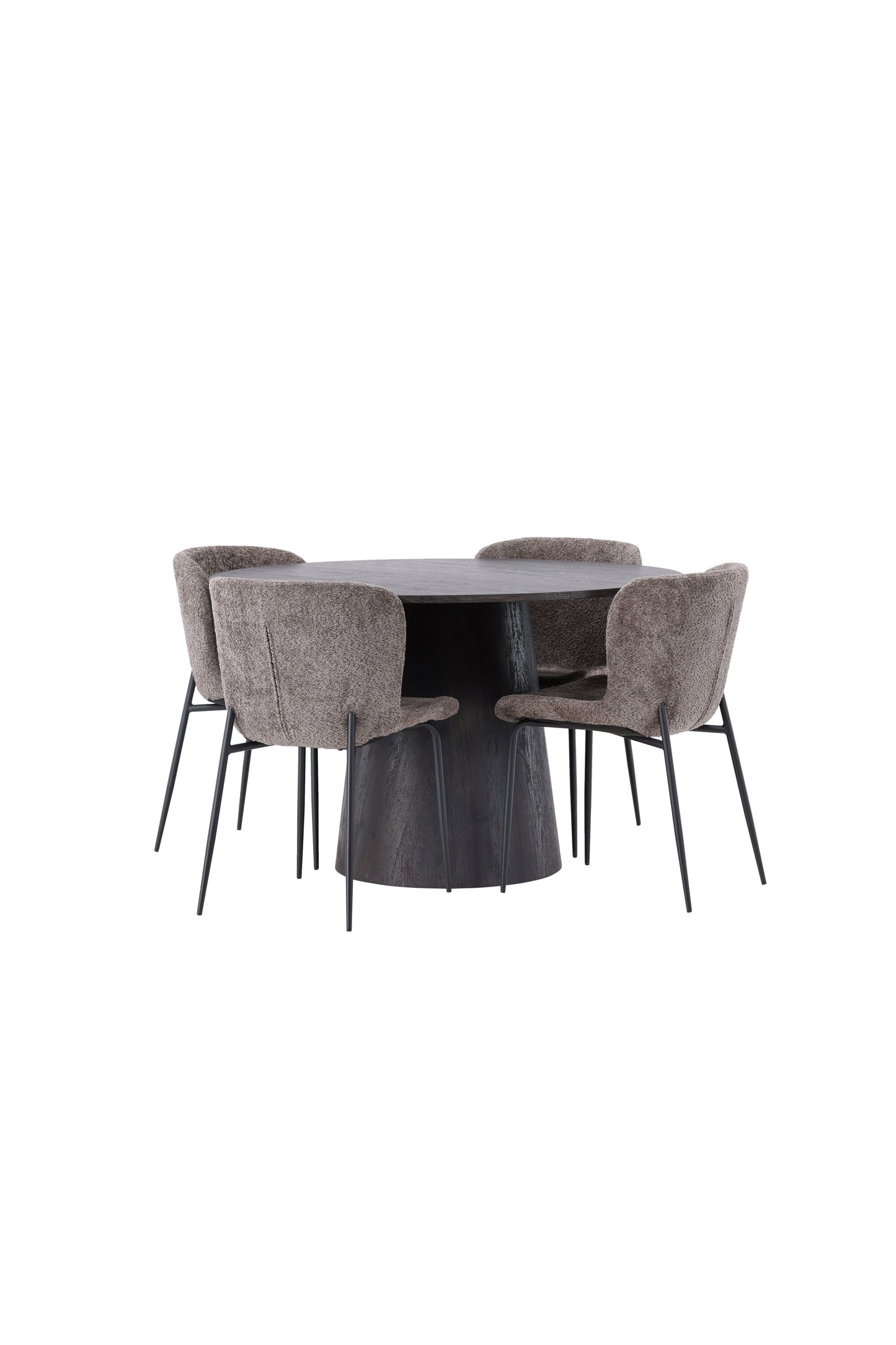 Lanzo Matbord med Modesto Stolarna – Bord: ⌀120 Stol: 54x79,5x48