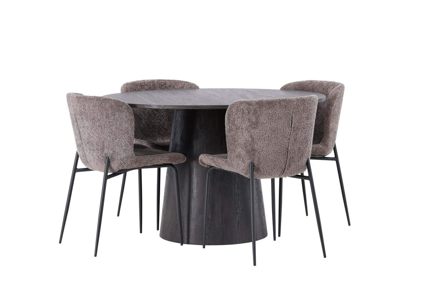 Lanzo Matbord med Modesto Stolarna – Bord: ⌀120 Stol: 54x79,5x48