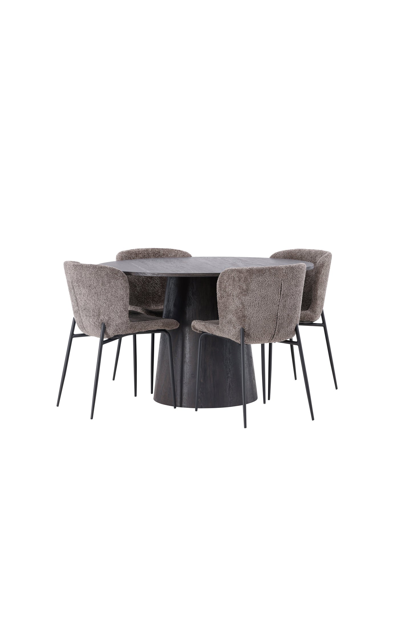 Lanzo Matbord med Modesto Stolarna – Bord: ⌀120 Stol: 54x79,5x48