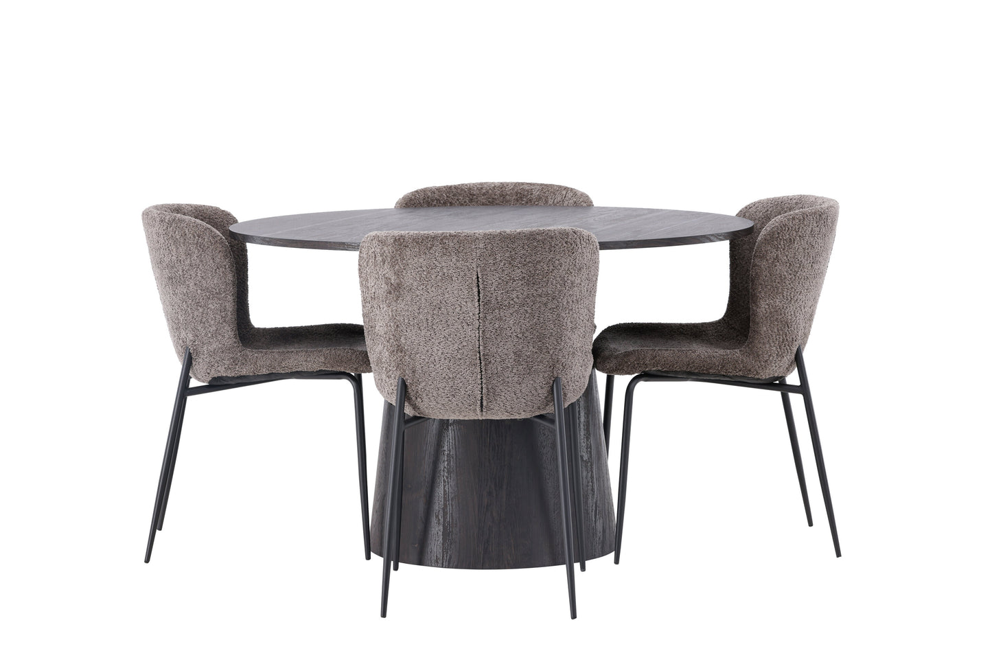 Lanzo Matbord med Modesto Stolarna – Bord: ⌀120 Stol: 54x79,5x48