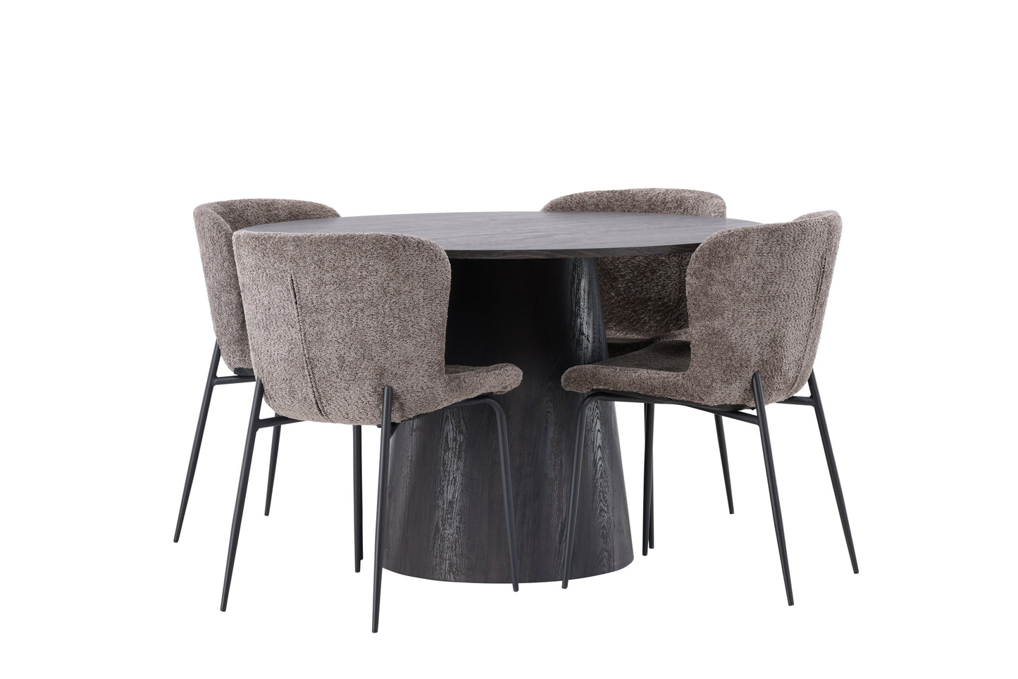 Lanzo Matbord med Modesto Stolarna – Bord: ⌀120 Stol: 54x79,5x48