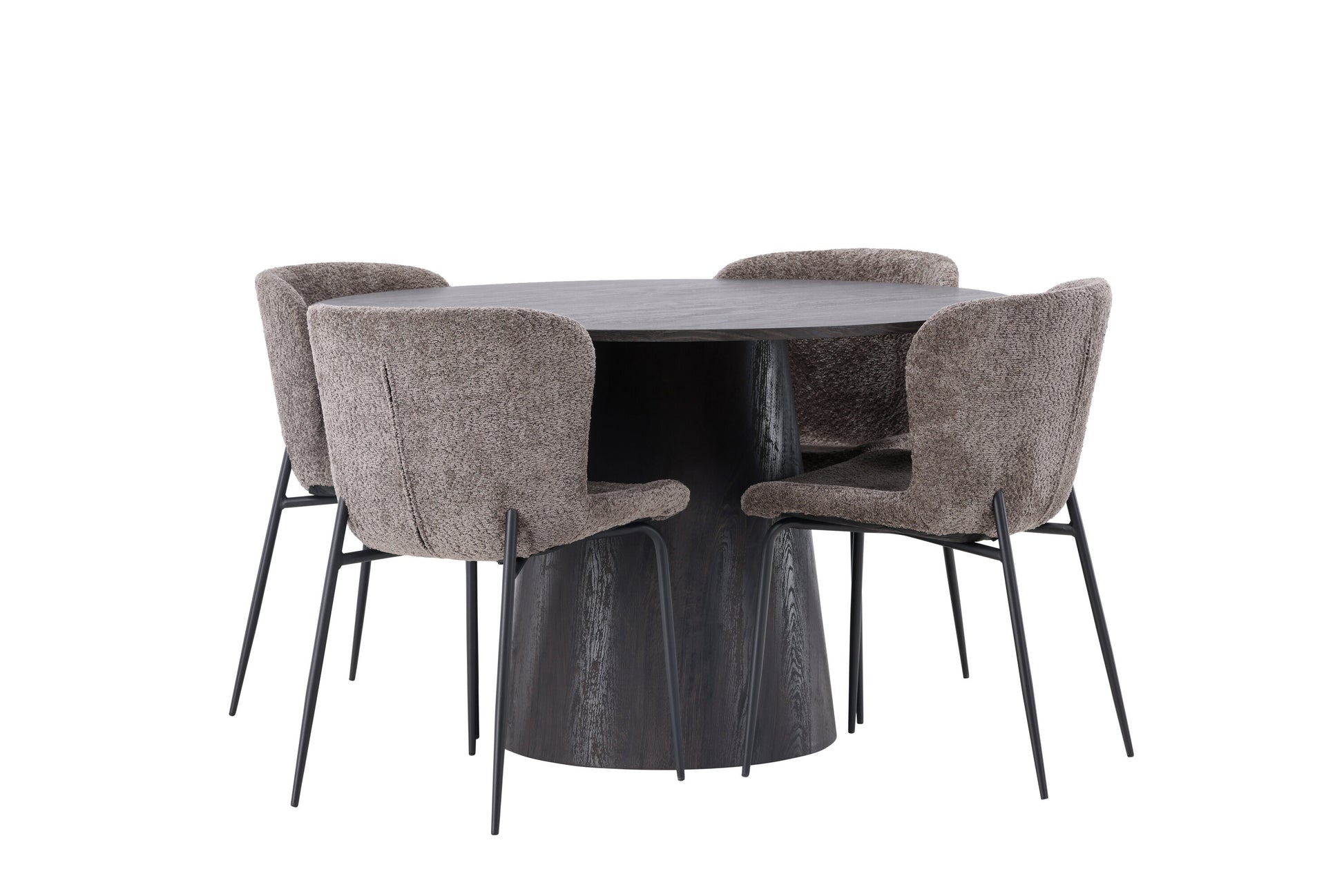 Lanzo Matbord med Modesto Stolarna – Bord: ⌀120 Stol: 54x79,5x48