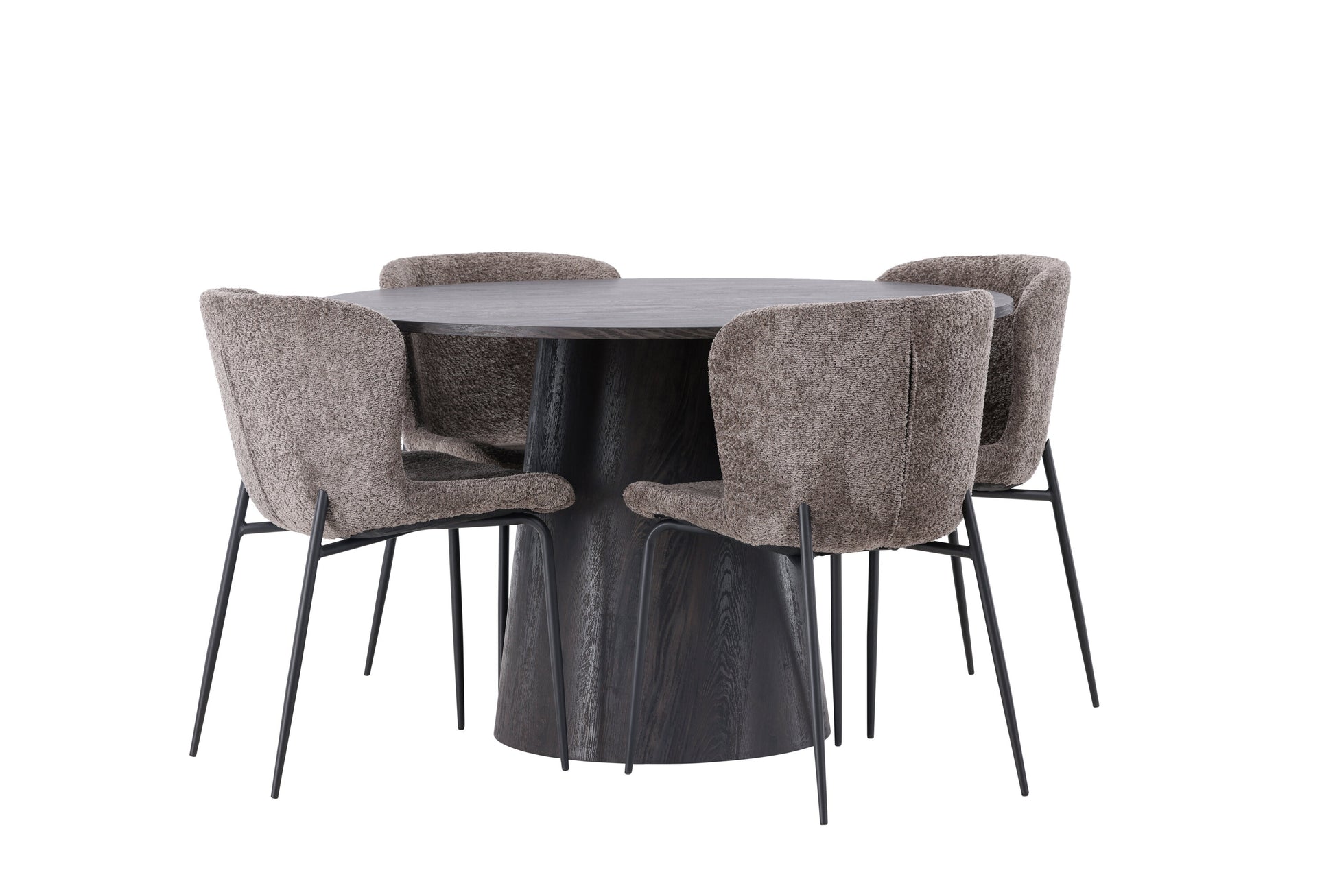 Lanzo Matbord med Modesto Stolarna – Bord: ⌀120 Stol: 54x79,5x48