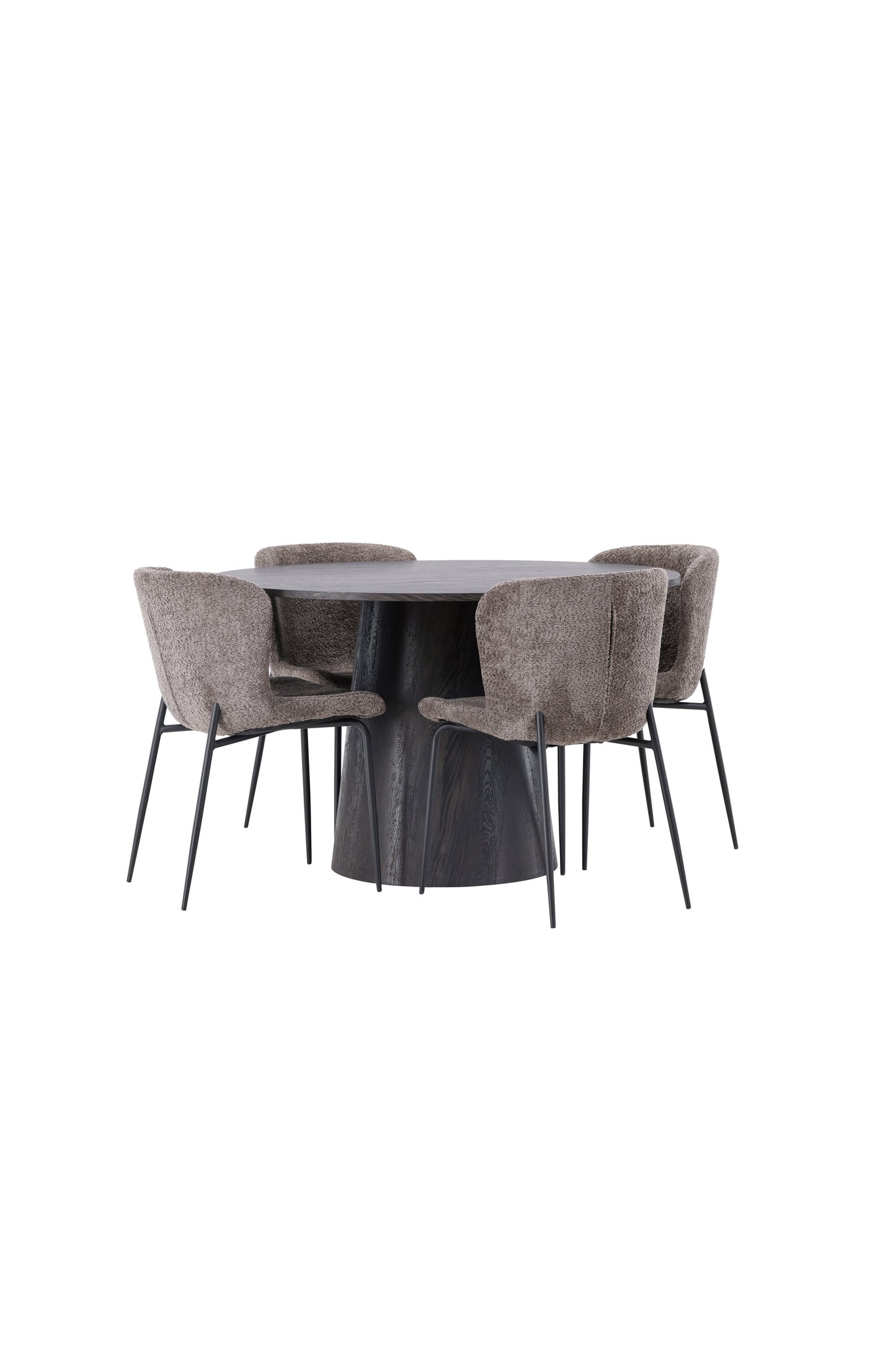 Lanzo Matbord med Modesto Stolarna – Bord: ⌀120 Stol: 54x79,5x48