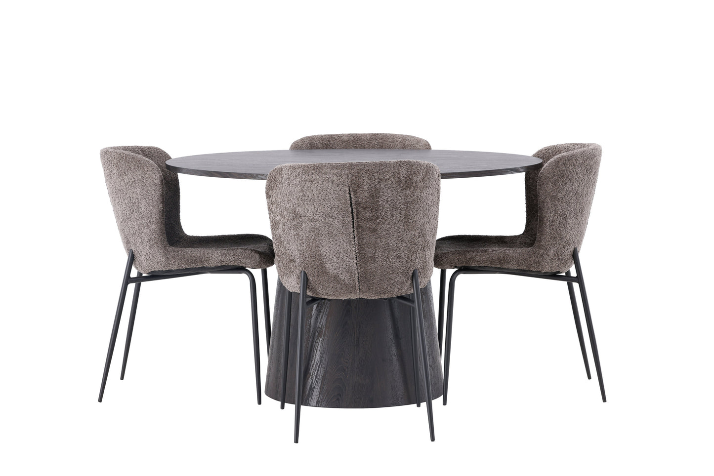 Lanzo Matbord med Modesto Stolarna – Bord: ⌀120 Stol: 54x79,5x48